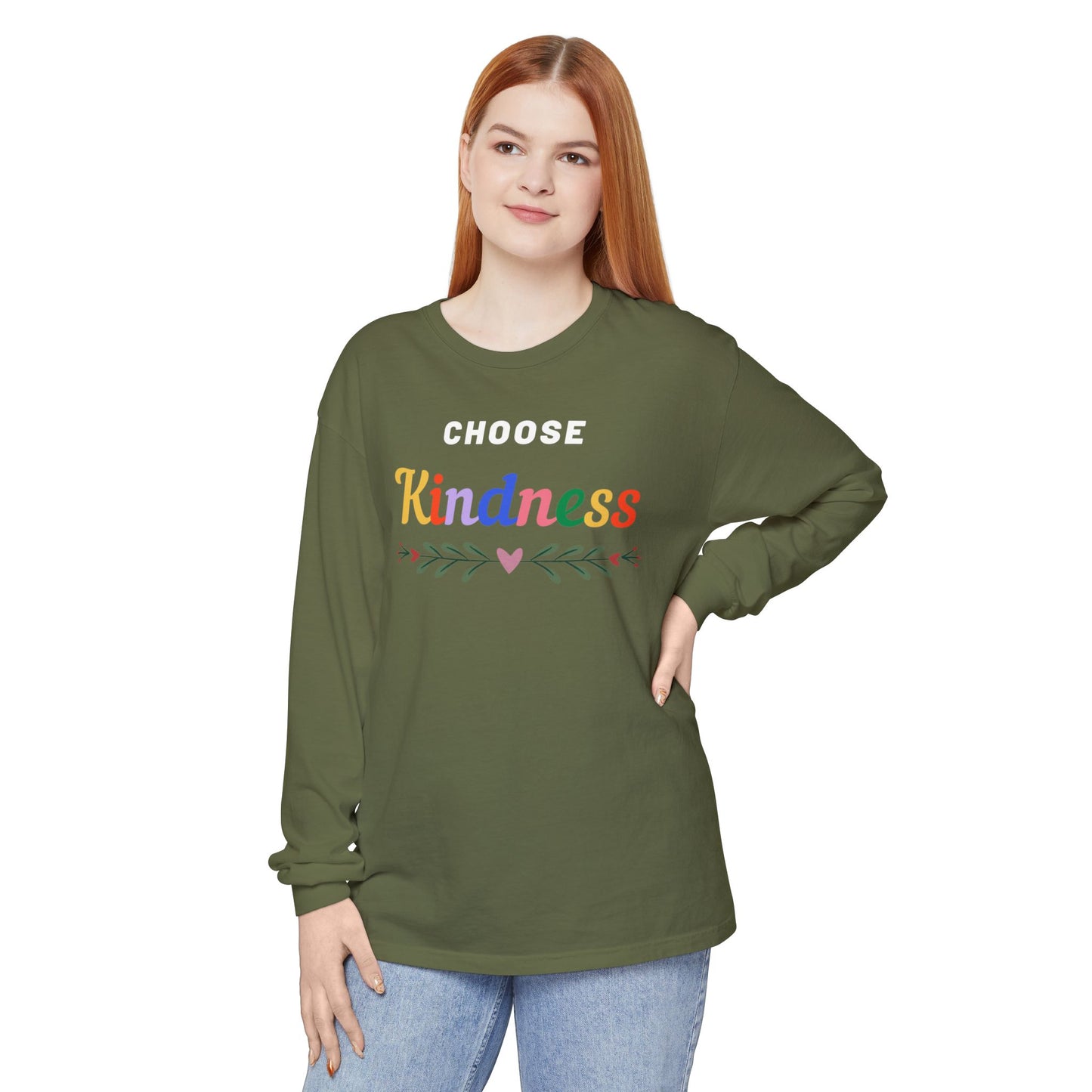 Unisex Choose Kindness Garment-dyed Long Sleeve T-Shirt