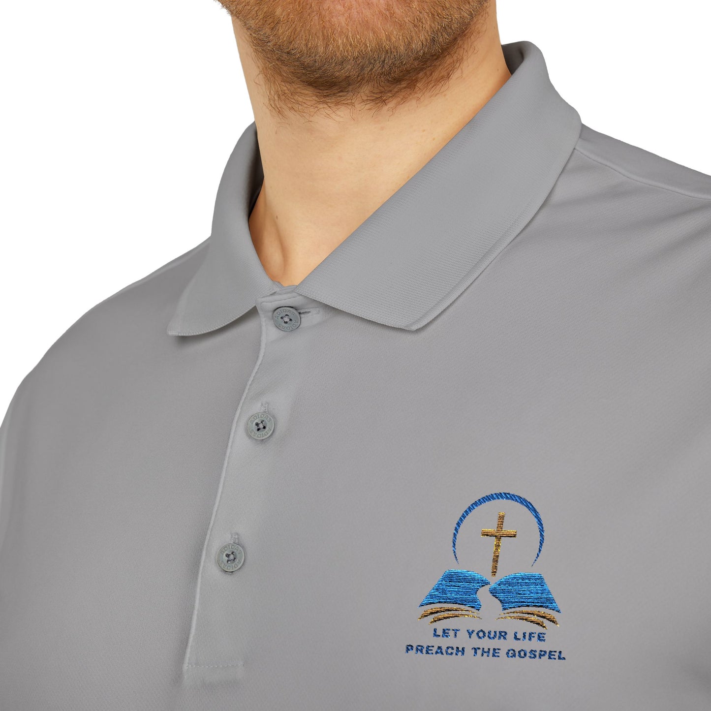Adidas Unisex Performance Polo with Christian Design – Perfect for Sports & Casual Wear Let your life preach the gospel
