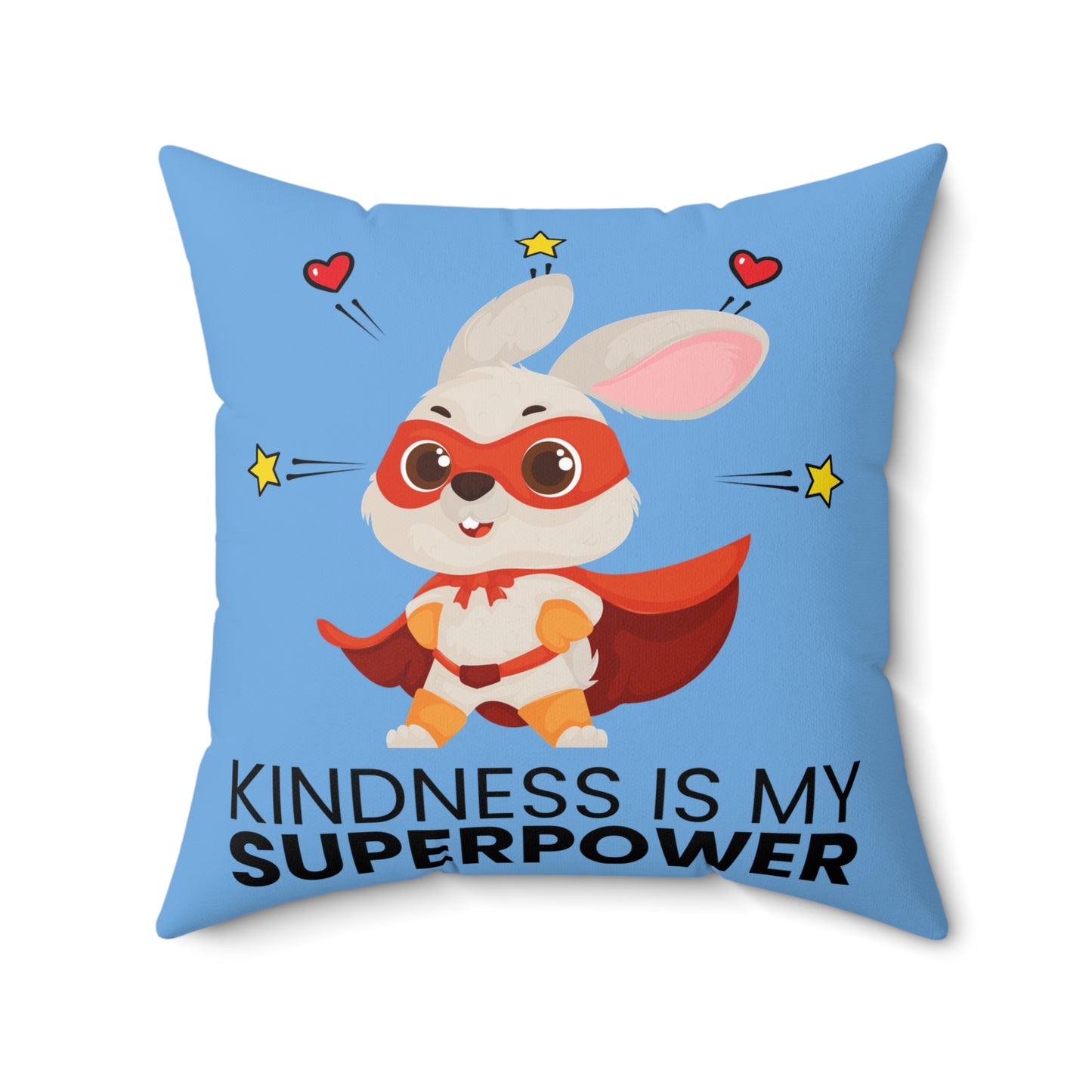 Kindness is My Superpower Pillow - Cute Bunny Design for Kids Room Decor