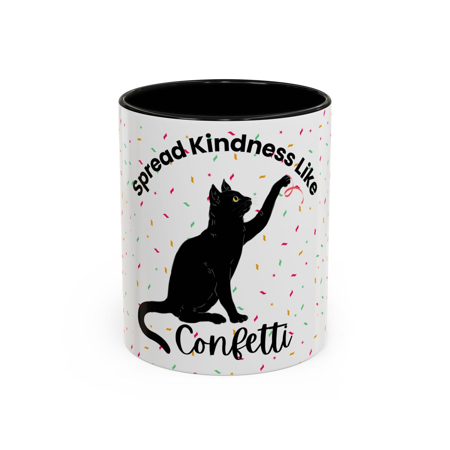 Spread Kindness Black Cat Coffee Mug - 11/15oz Accent Mug for Cat Lovers