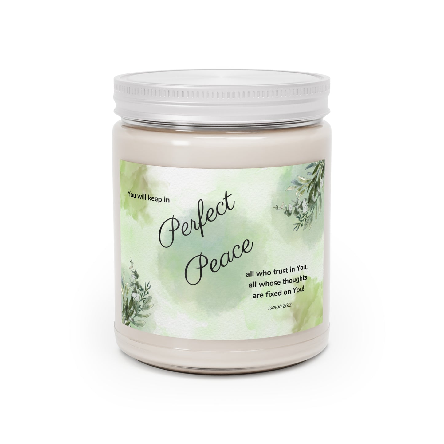 Soy Candle, God's Perfect Peace, Vanilla Bean Scent, 9oz