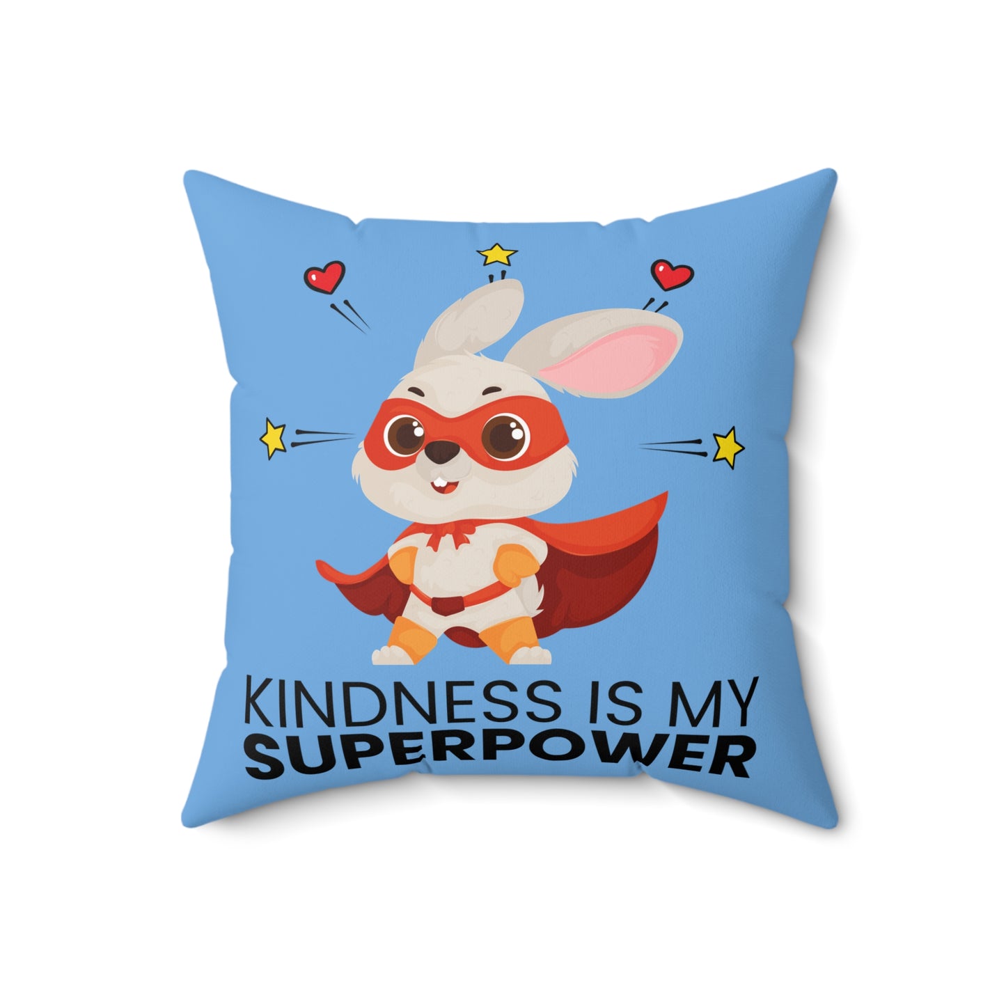 Kindness is My Superpower Pillow - Cute Bunny Design for Kids Room Decor