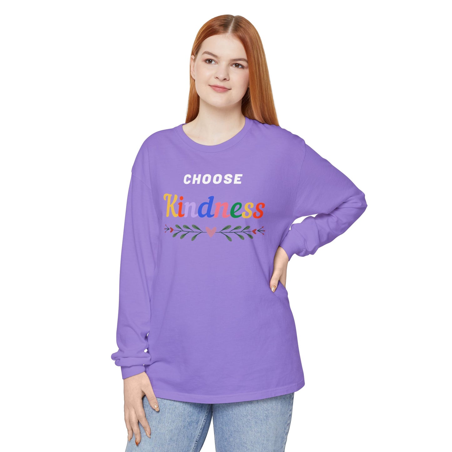 Unisex Choose Kindness Garment-dyed Long Sleeve T-Shirt