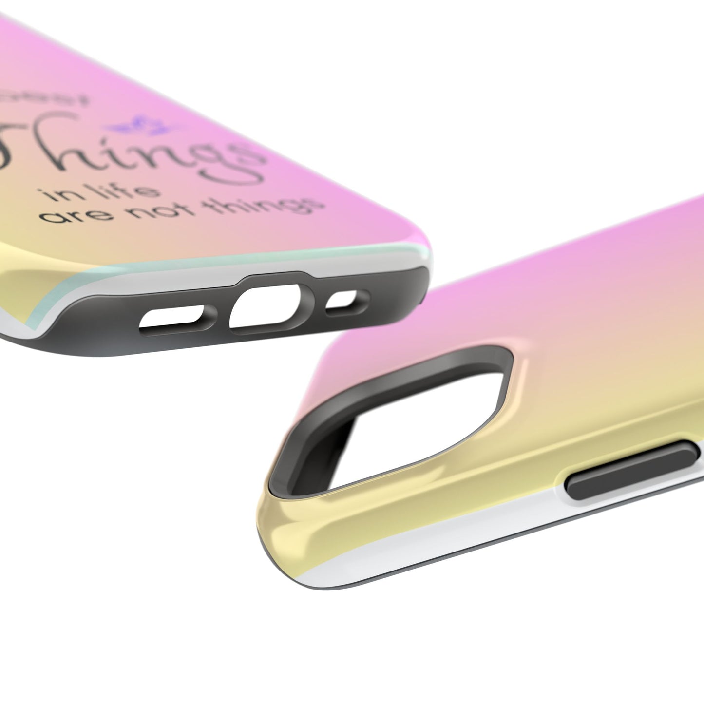 Phone Case - the best  in life are not things  Yellow and Pink