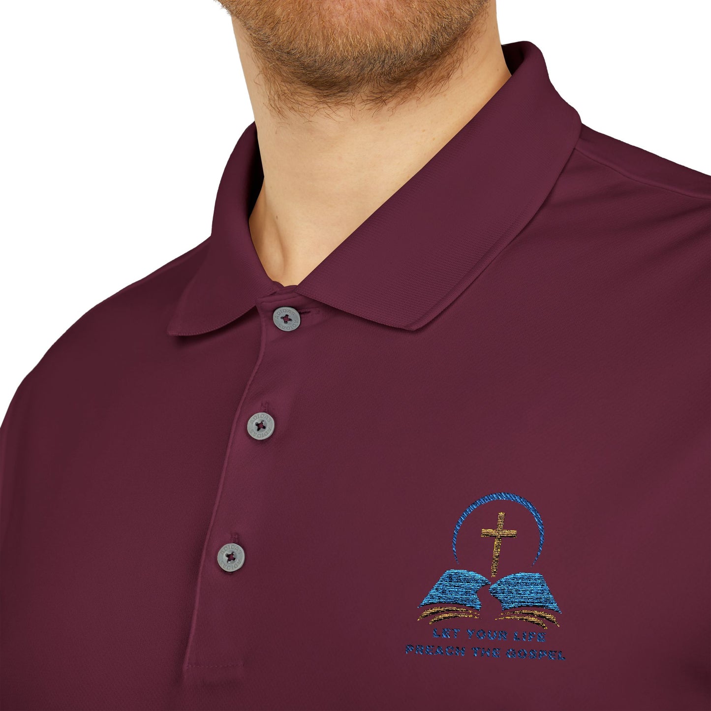 Adidas Unisex Performance Polo with Christian Design – Perfect for Sports & Casual Wear Let your life preach the gospel