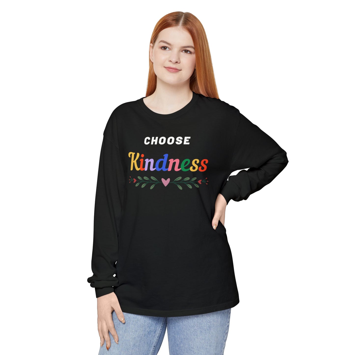 Unisex Choose Kindness Garment-dyed Long Sleeve T-Shirt