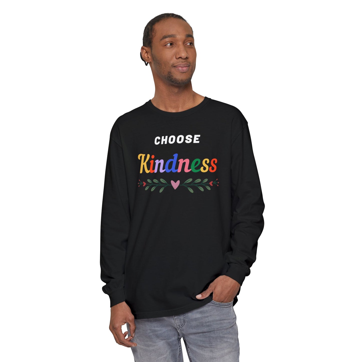 Unisex Choose Kindness Garment-dyed Long Sleeve T-Shirt
