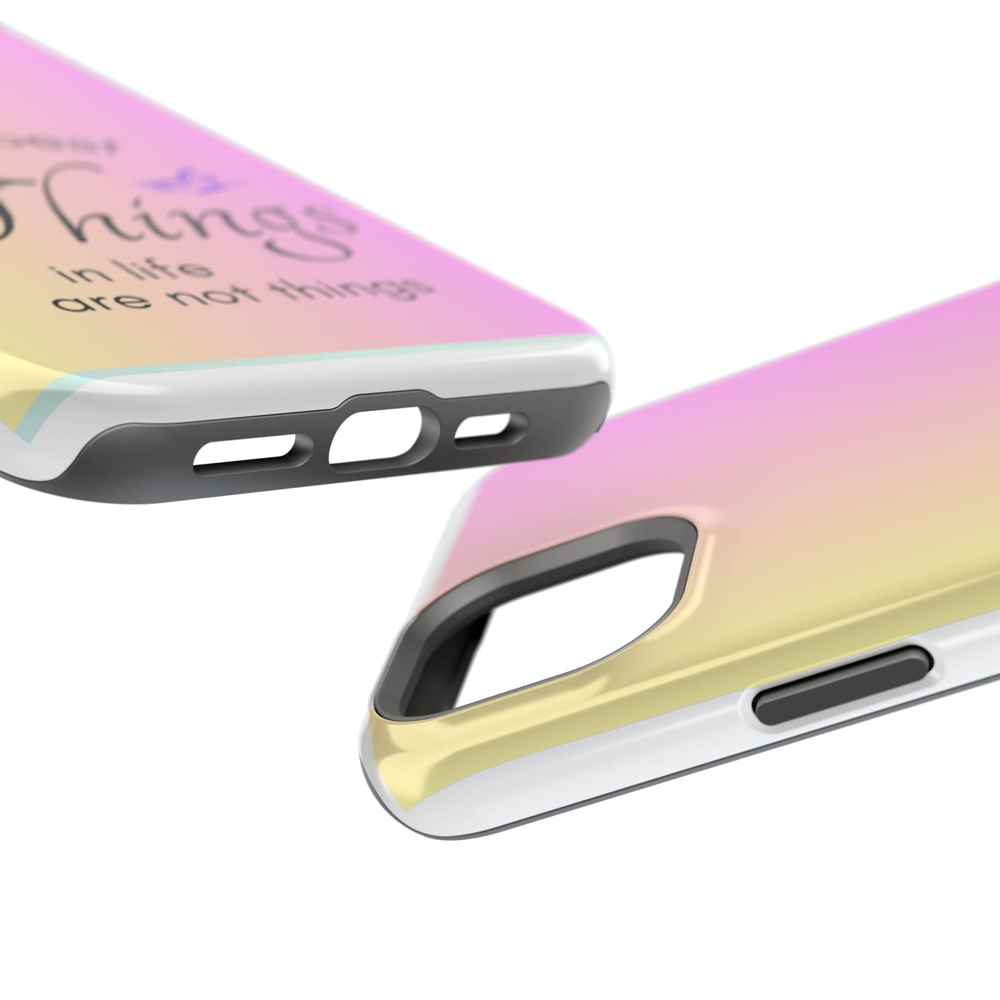 Phone Case - the best  in life are not things  Yellow and Pink