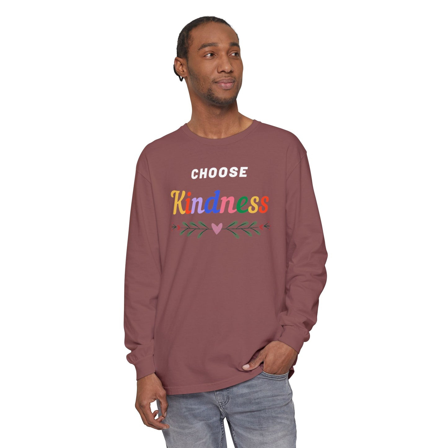 Unisex Choose Kindness Garment-dyed Long Sleeve T-Shirt