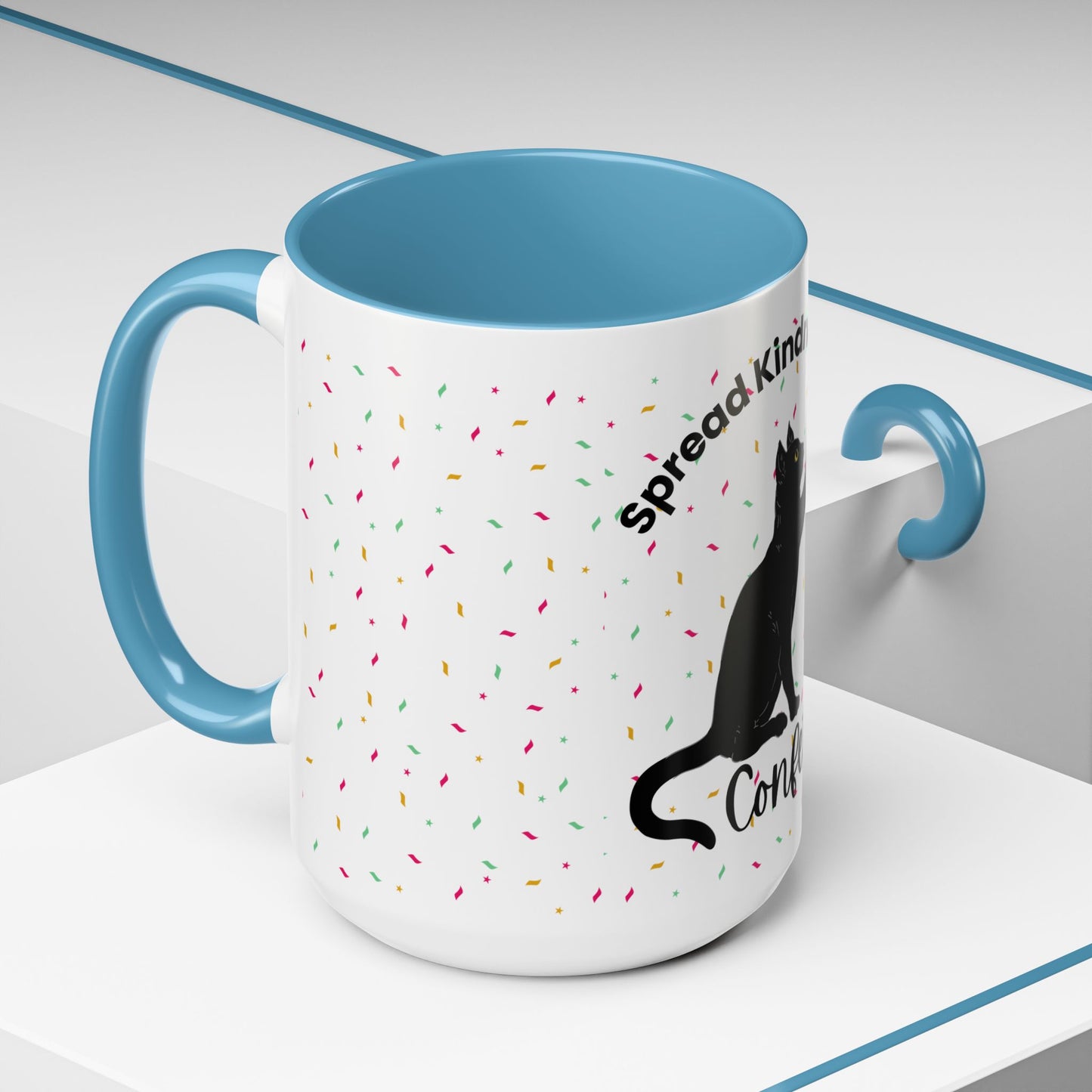 Spread Kindness Black Cat Coffee Mug - 11/15oz Accent Mug for Cat Lovers