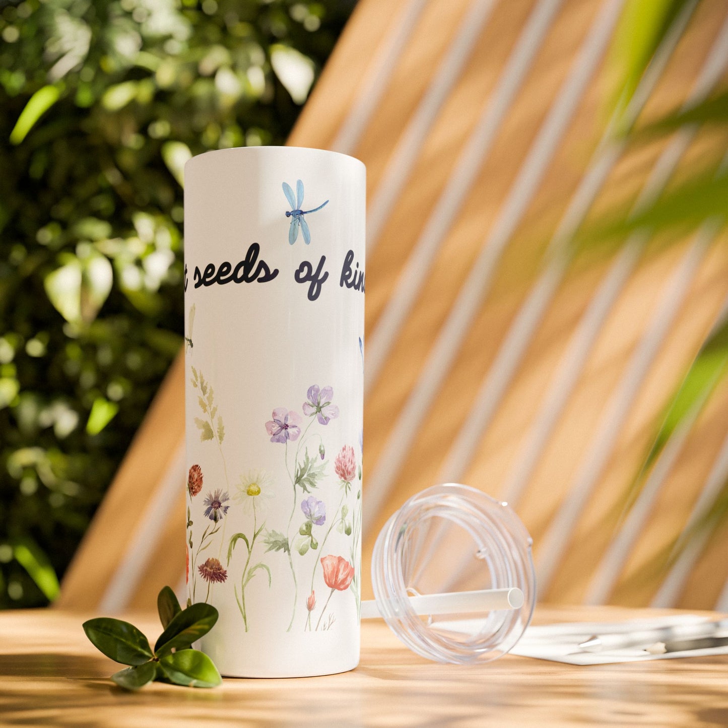 Tumbler Cup - Plant Seeds of Kindness floral Design, 20oz