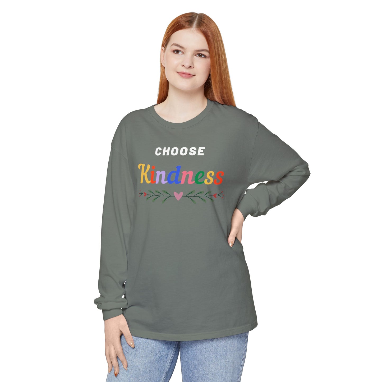 Unisex Choose Kindness Garment-dyed Long Sleeve T-Shirt