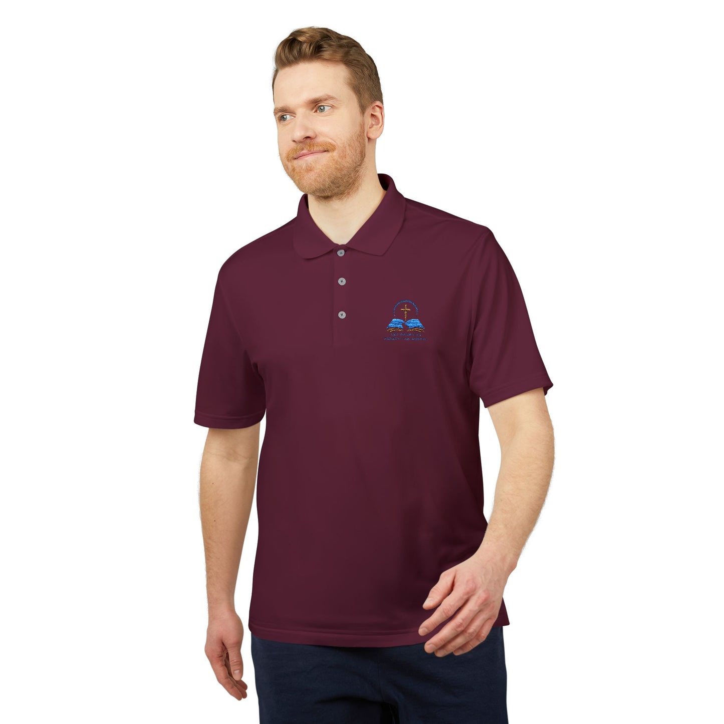 Adidas Unisex Performance Polo with Christian Design – Perfect for Sports & Casual Wear Let your life preach the gospel