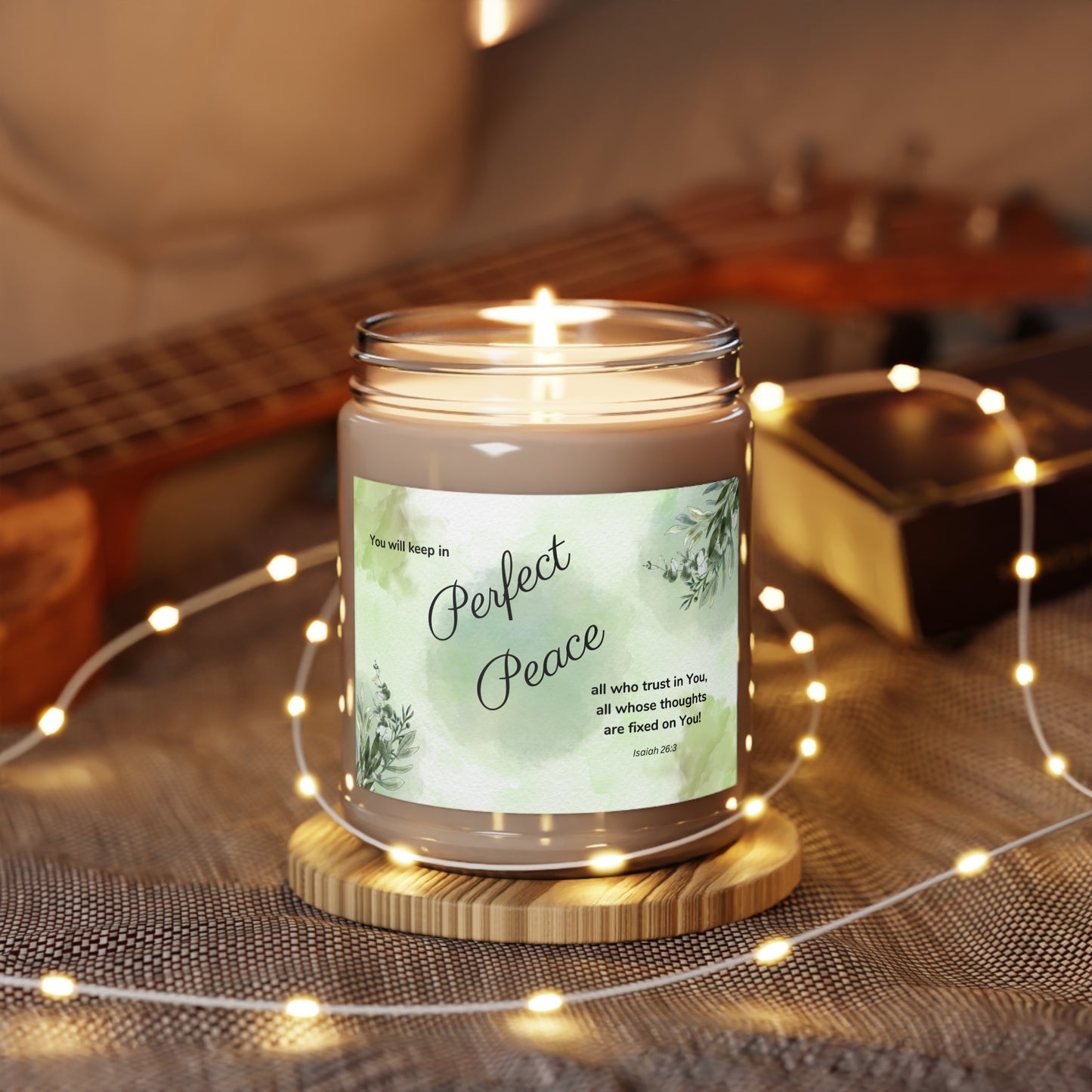 Soy Candle, God's Perfect Peace, Vanilla Bean Scent, 9oz