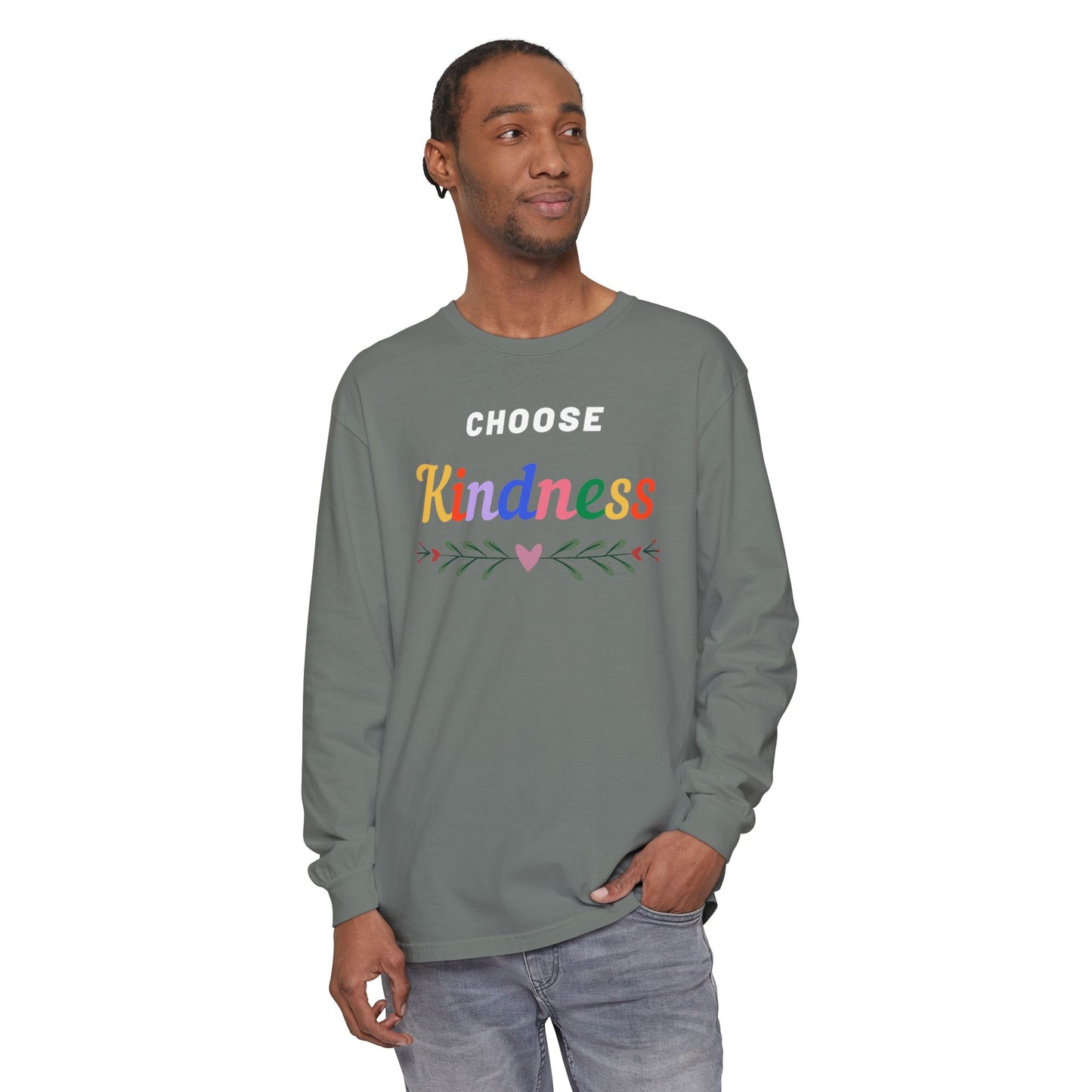 Unisex Choose Kindness Garment-dyed Long Sleeve T-Shirt