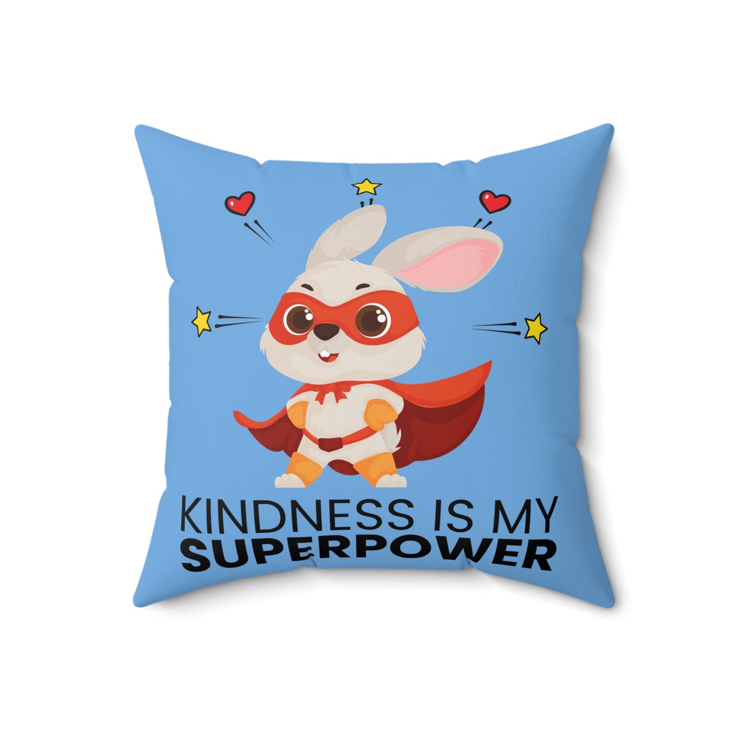 Kindness is My Superpower Pillow - Cute Bunny Design for Kids Room Decor