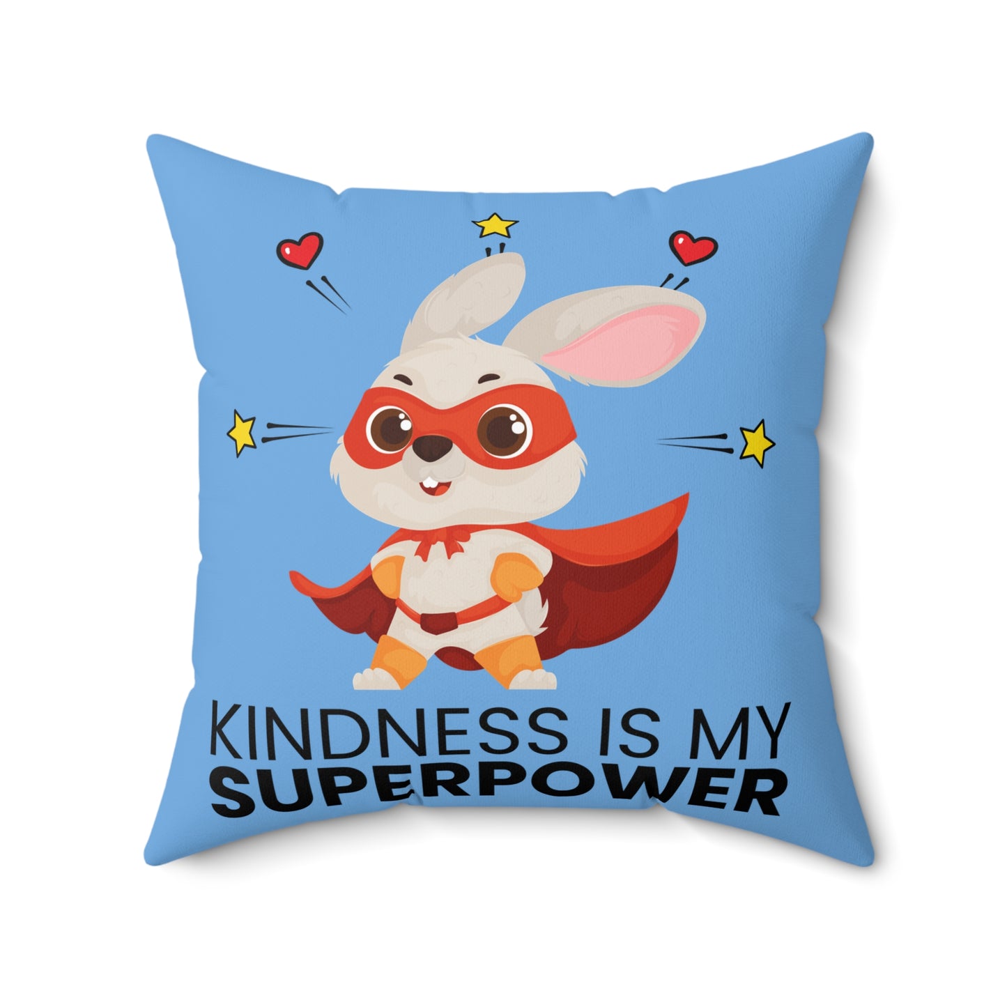 Kindness is My Superpower Pillow - Cute Bunny Design for Kids Room Decor