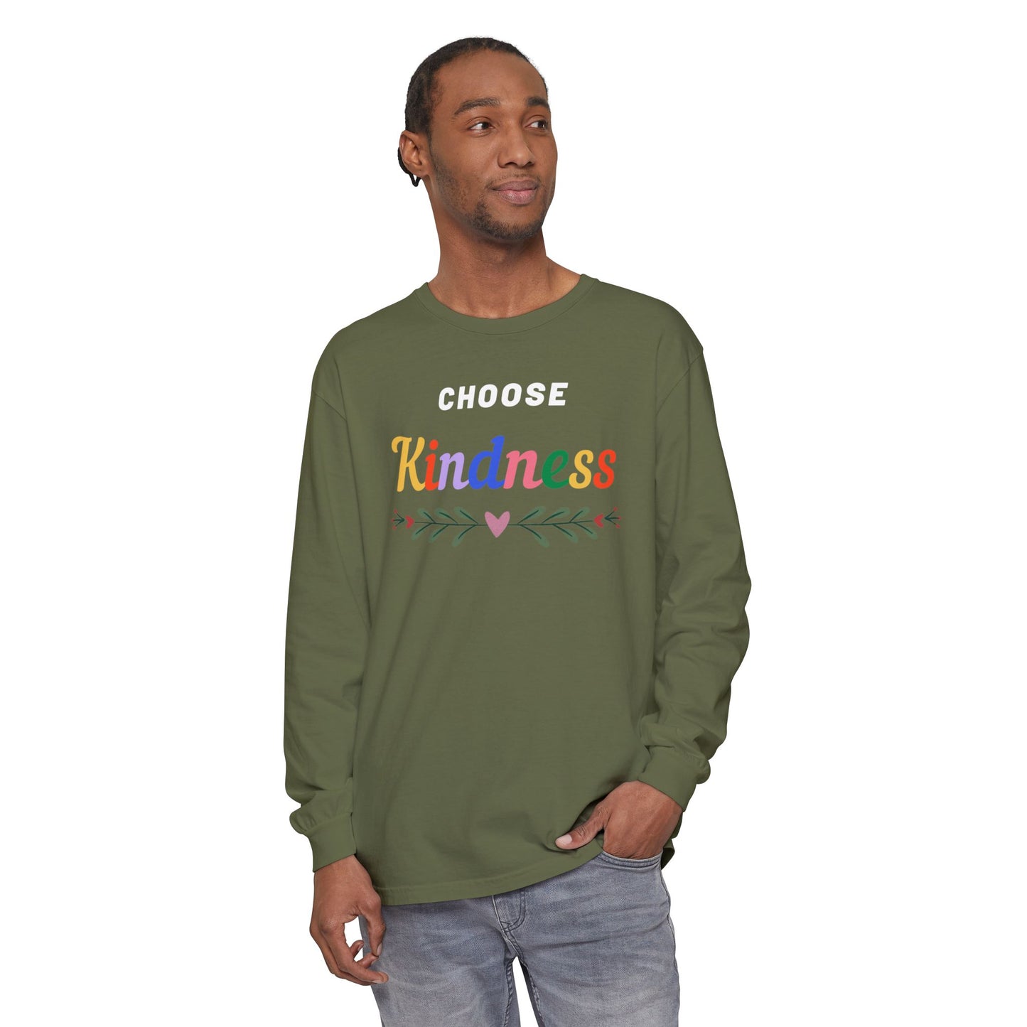 Unisex Choose Kindness Garment-dyed Long Sleeve T-Shirt