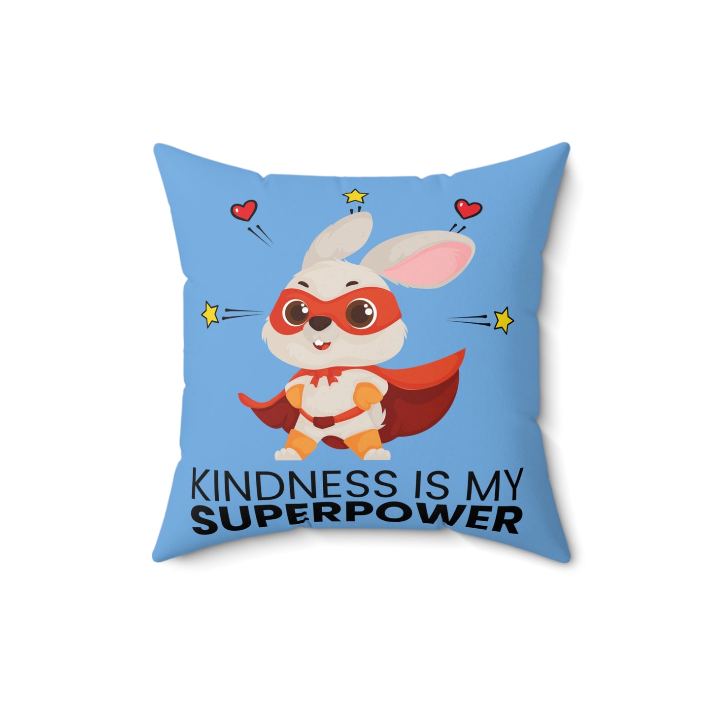 Kindness is My Superpower Pillow - Cute Bunny Design for Kids Room Decor