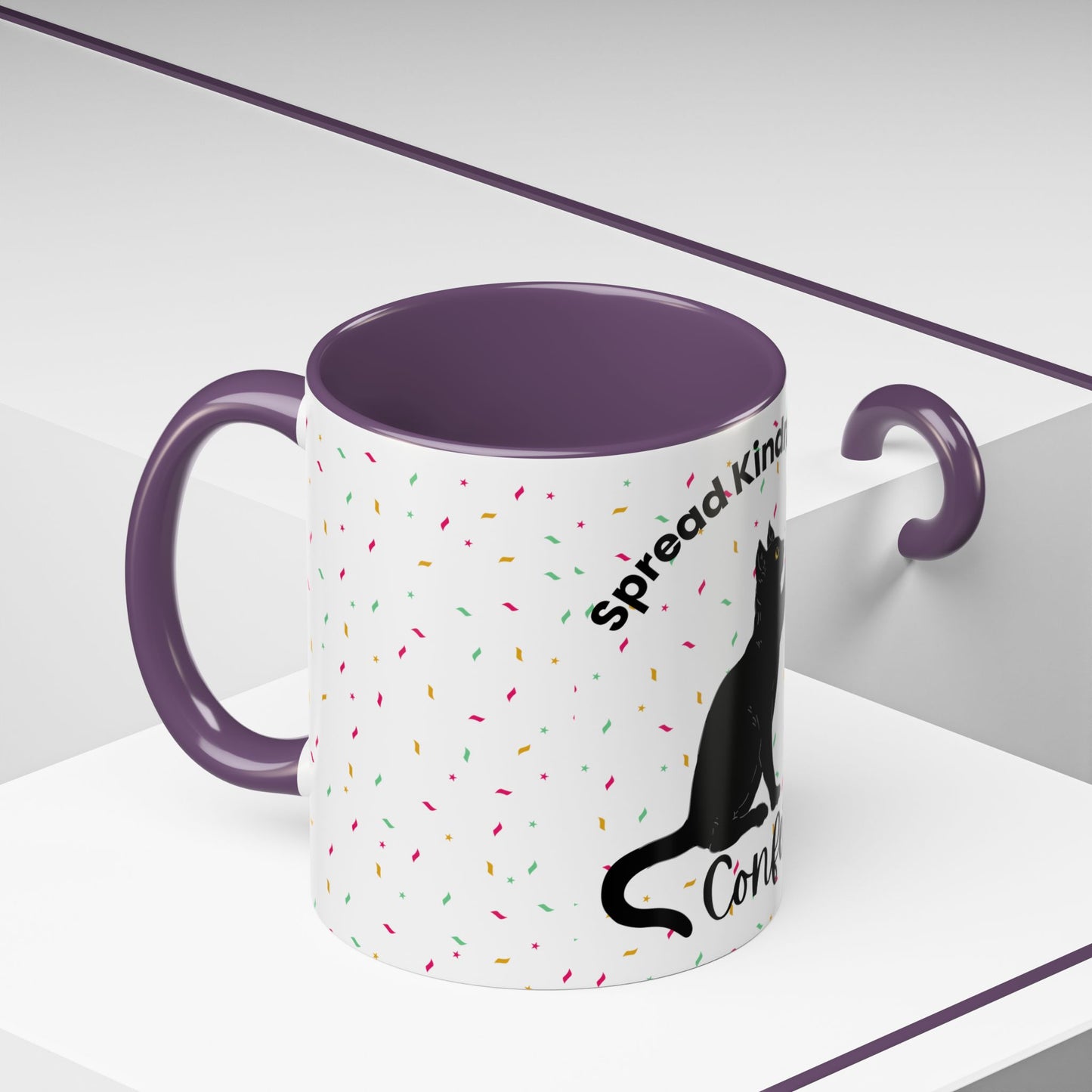 Spread Kindness Black Cat Coffee Mug - 11/15oz Accent Mug for Cat Lovers