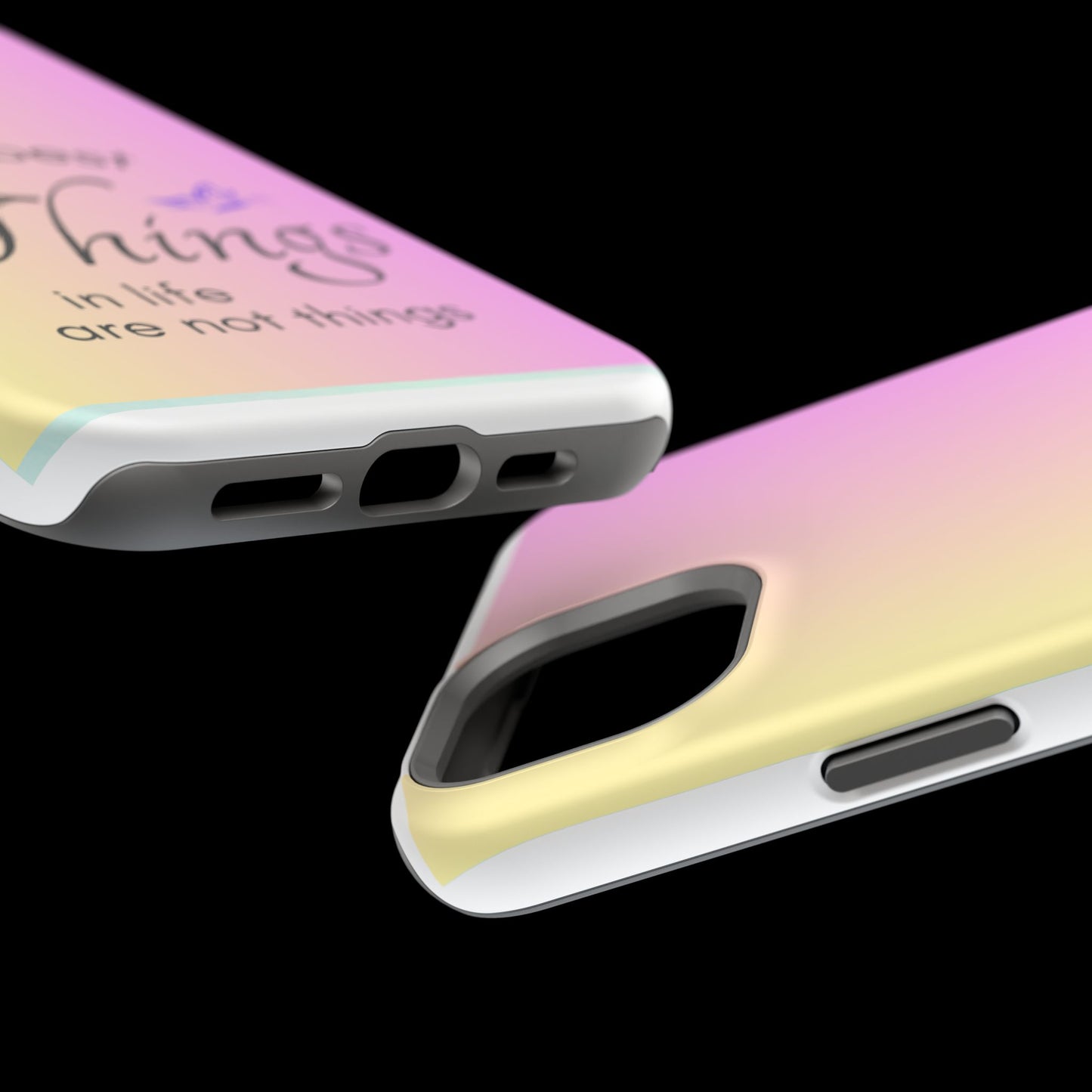 Phone Case - the best  in life are not things  Yellow and Pink