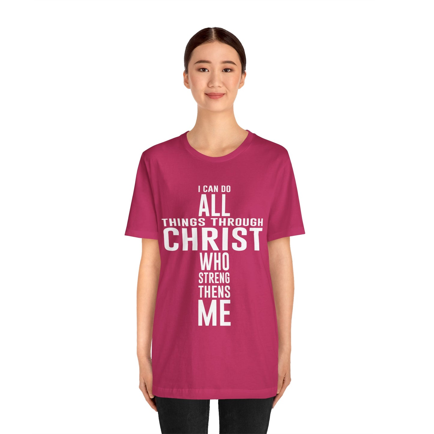 I can do all things through Christ Unisex Jersey Short Sleeve Tee