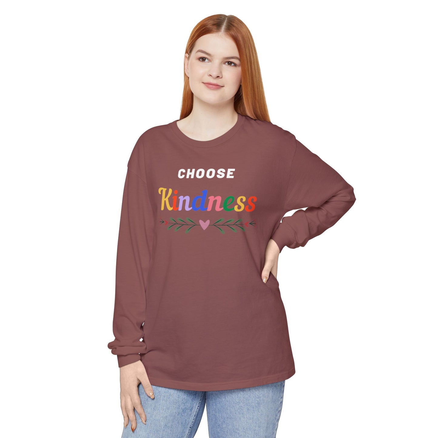 Unisex Choose Kindness Garment-dyed Long Sleeve T-Shirt