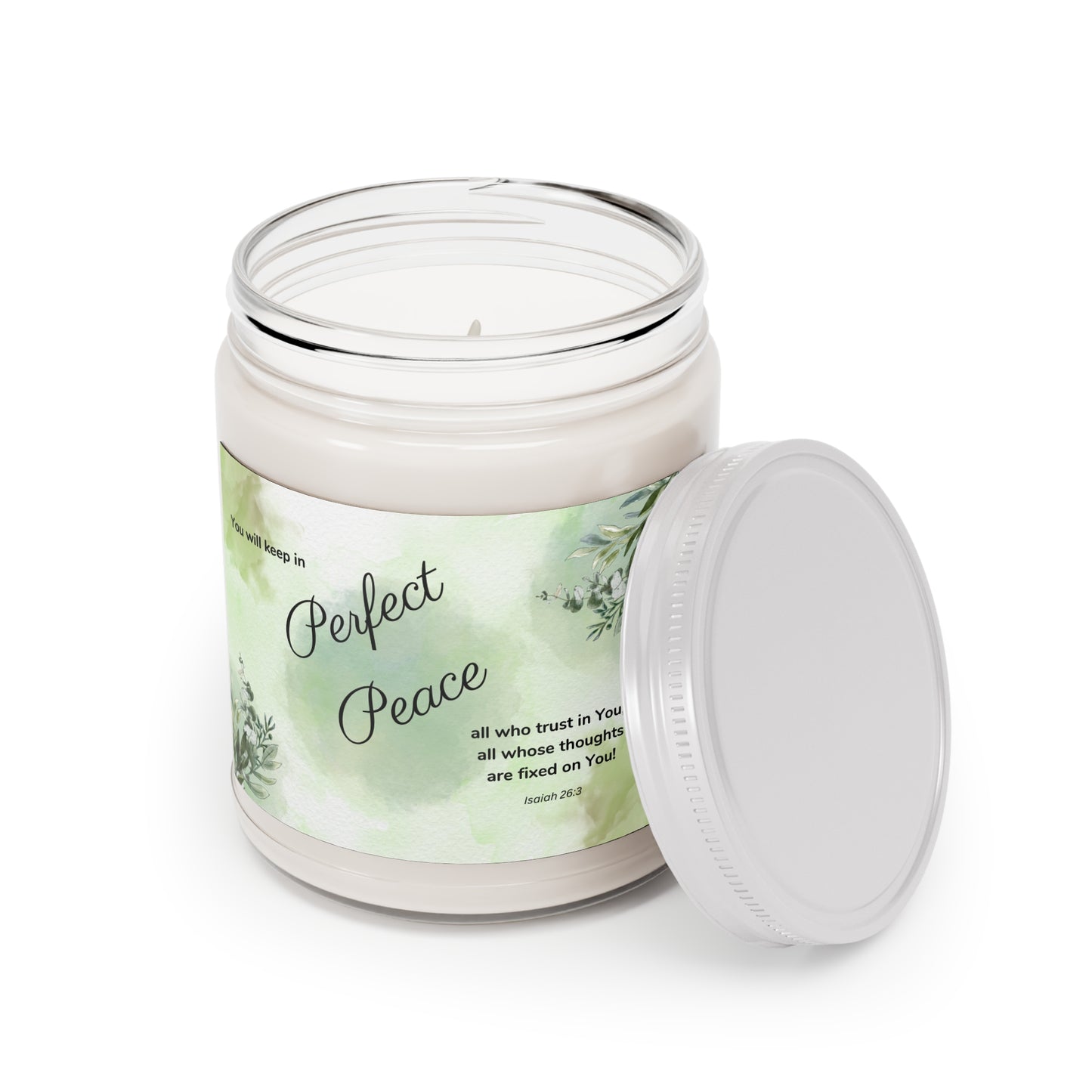 Soy Candle, God's Perfect Peace, Vanilla Bean Scent, 9oz