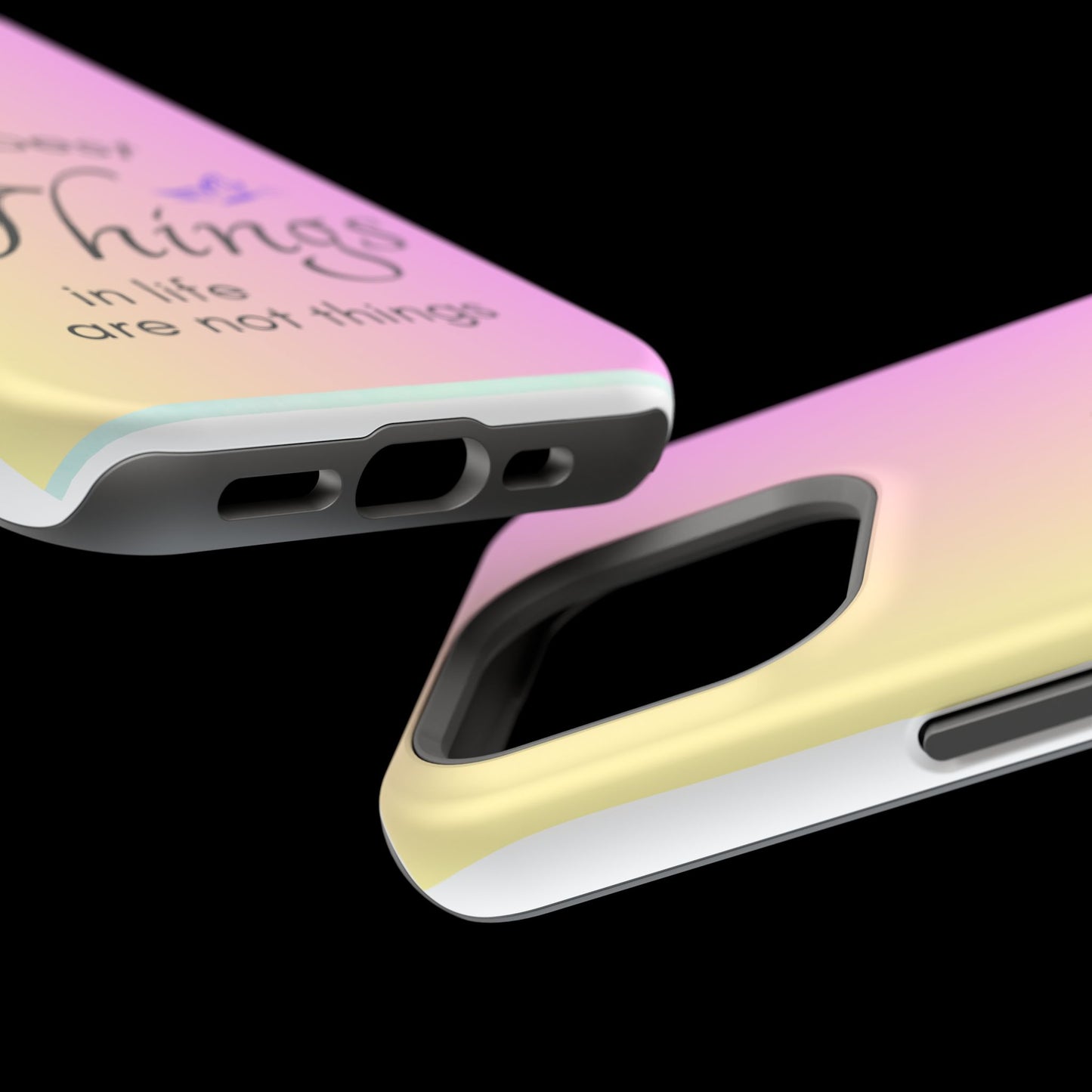Phone Case - the best  in life are not things  Yellow and Pink