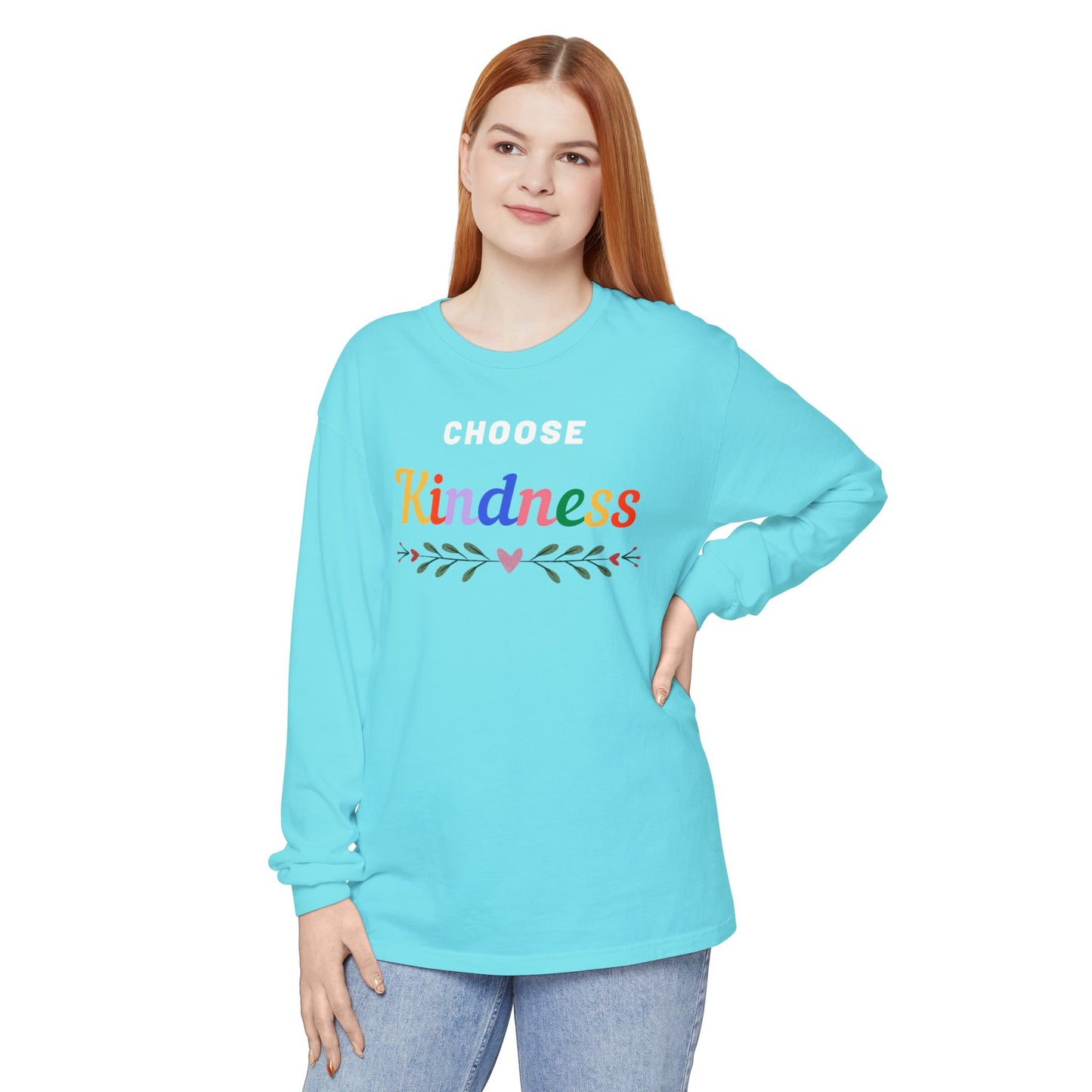 Unisex Choose Kindness Garment-dyed Long Sleeve T-Shirt