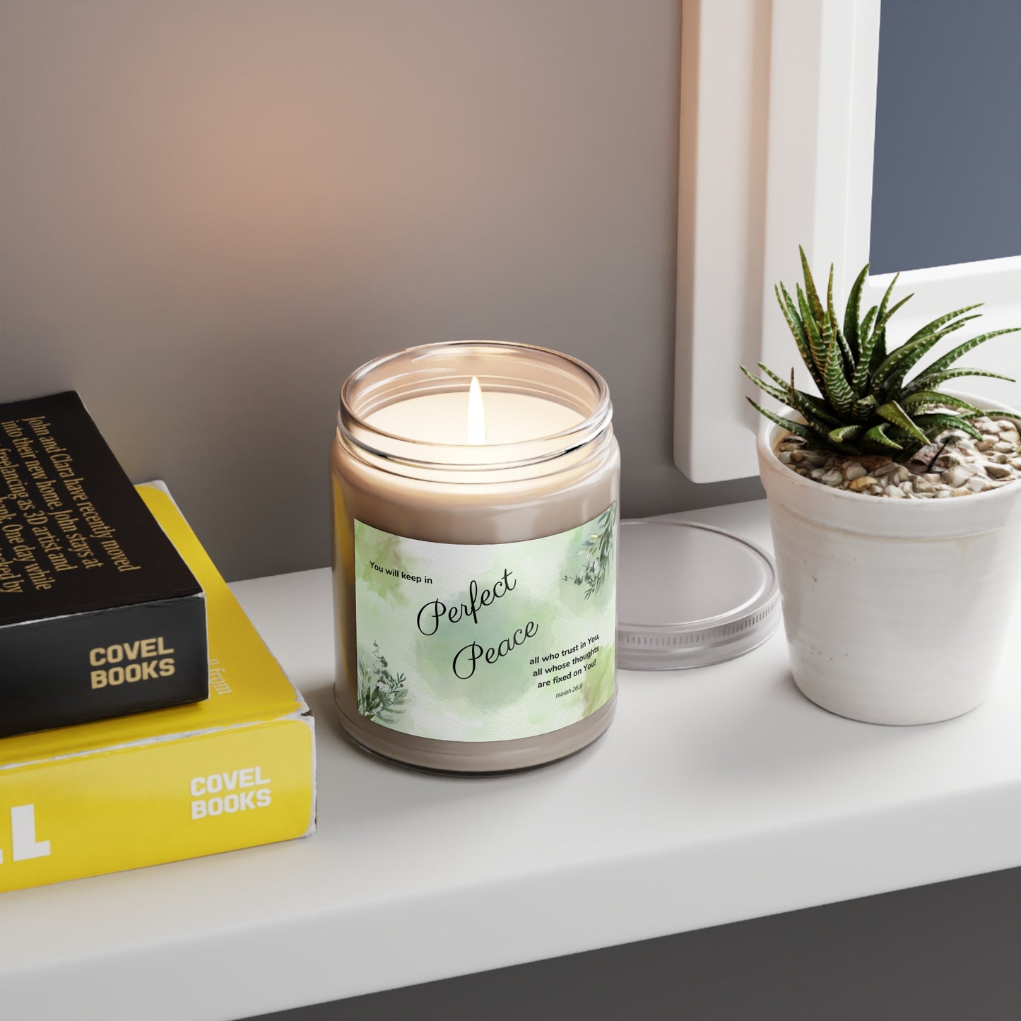 Soy Candle, God's Perfect Peace, Vanilla Bean Scent, 9oz