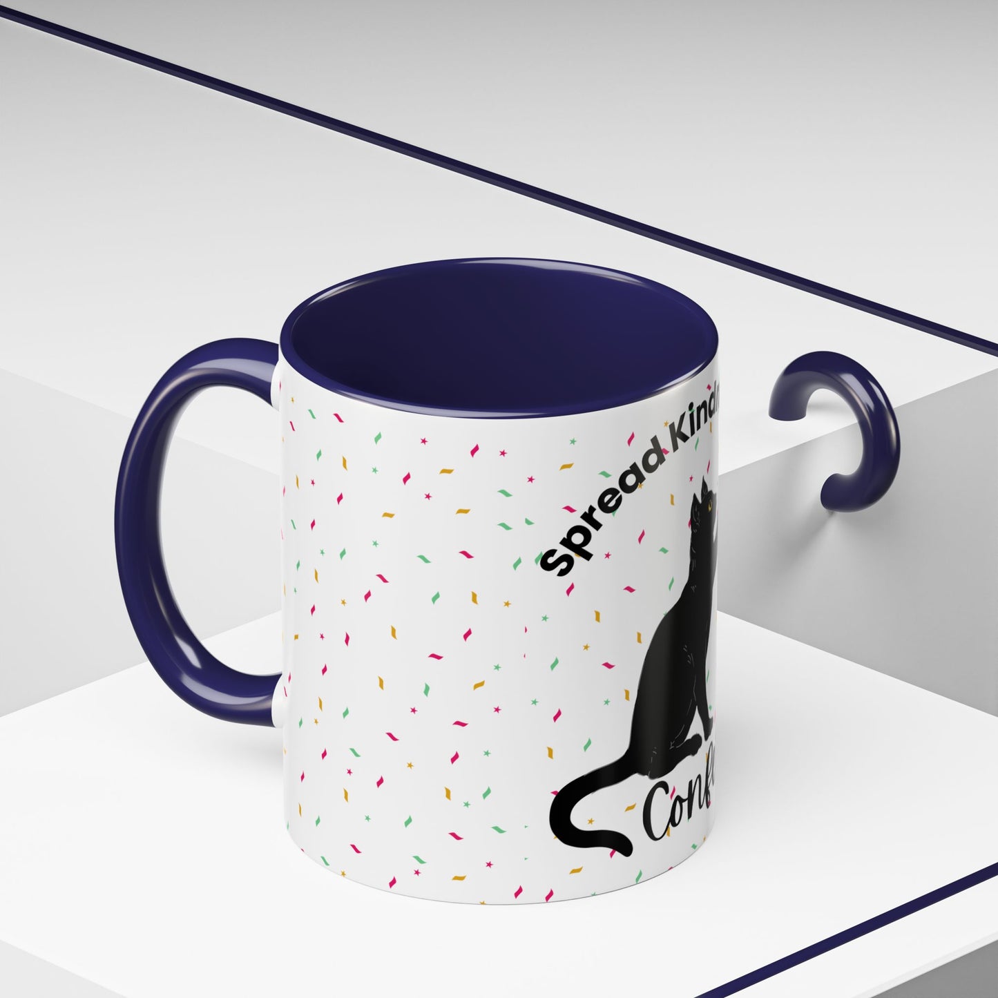 Spread Kindness Black Cat Coffee Mug - 11/15oz Accent Mug for Cat Lovers
