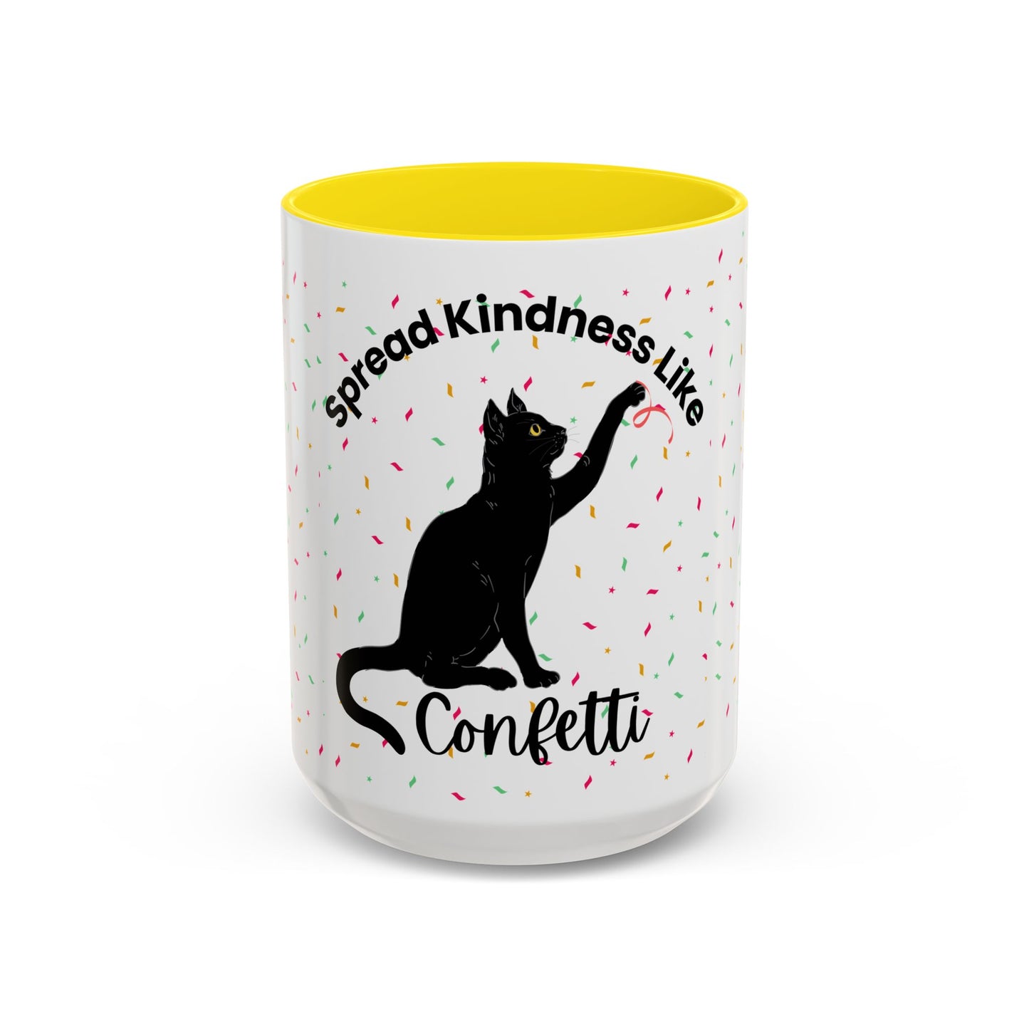 Spread Kindness Black Cat Coffee Mug - 11/15oz Accent Mug for Cat Lovers