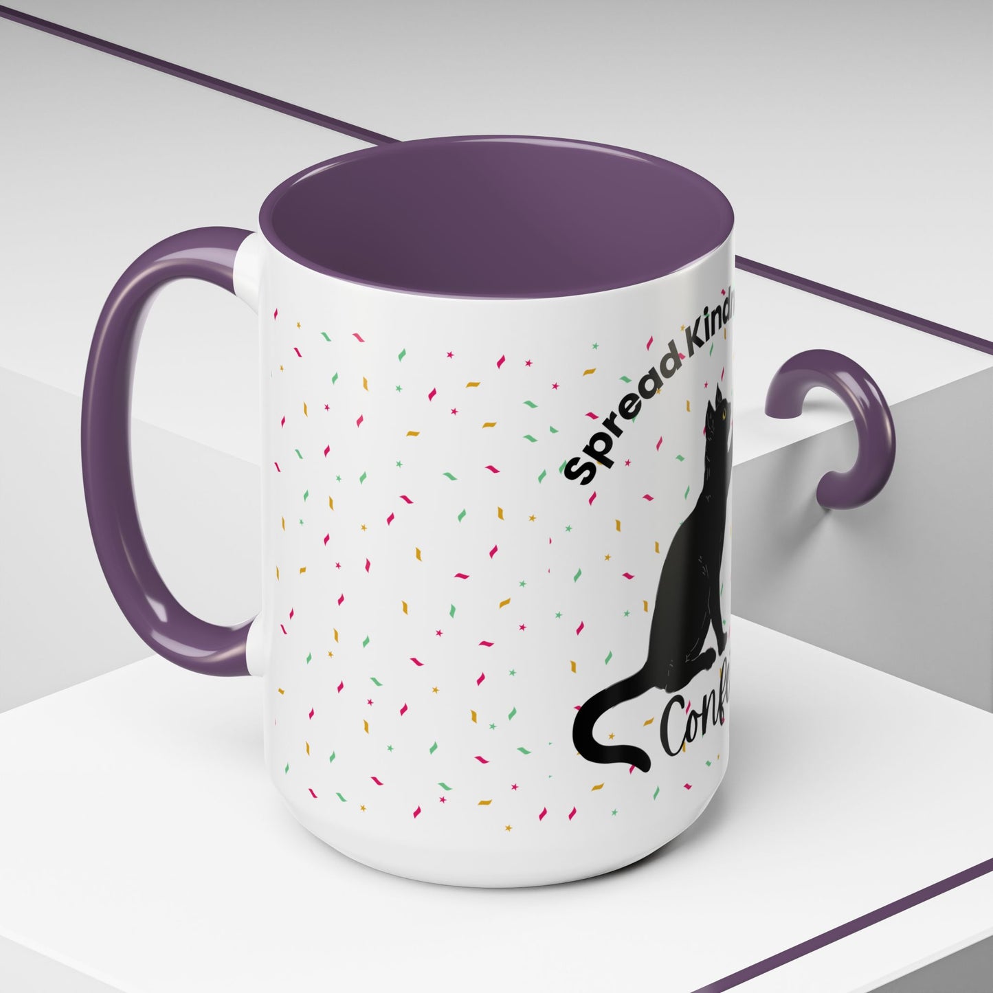 Spread Kindness Black Cat Coffee Mug - 11/15oz Accent Mug for Cat Lovers