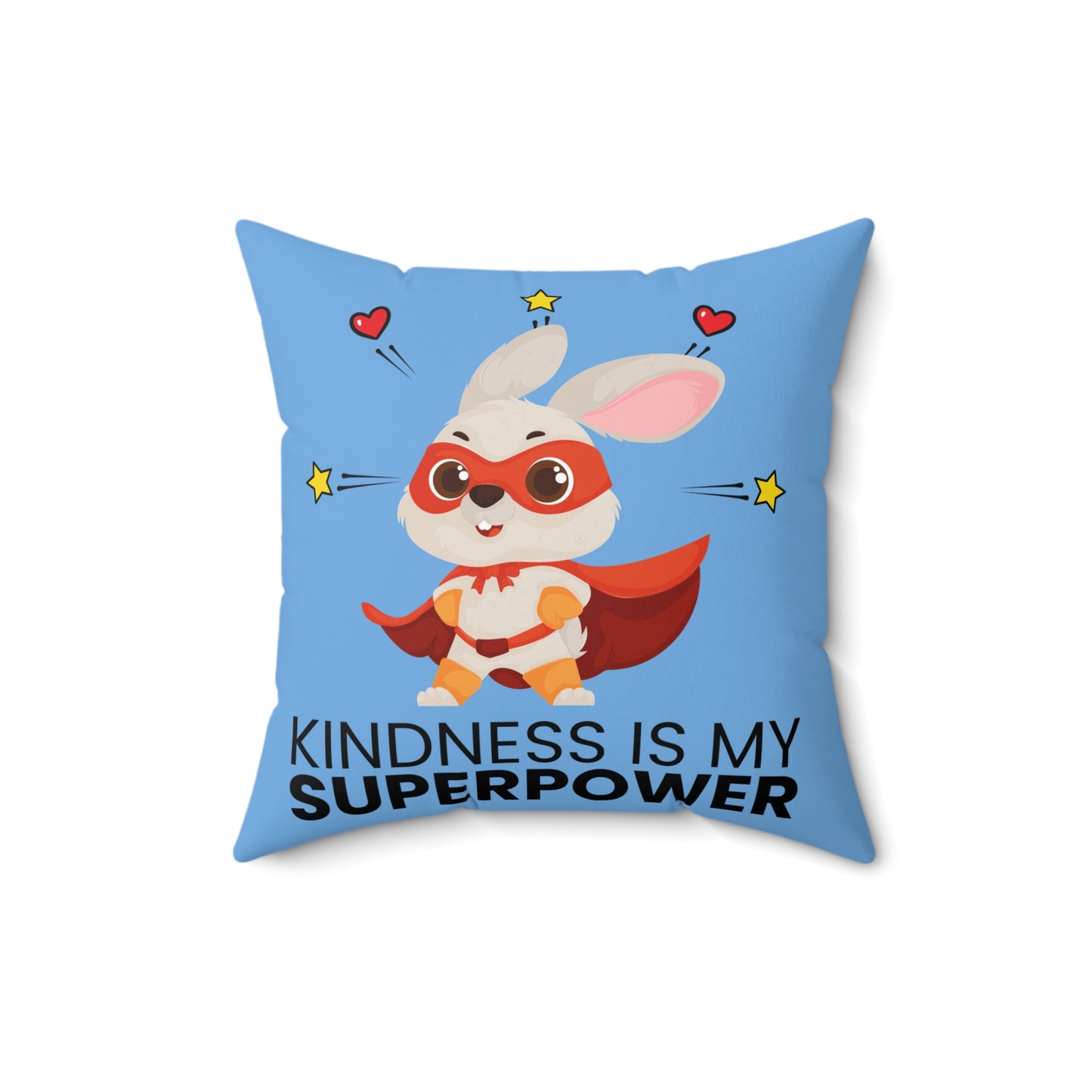 Kindness is My Superpower Pillow - Cute Bunny Design for Kids Room Decor