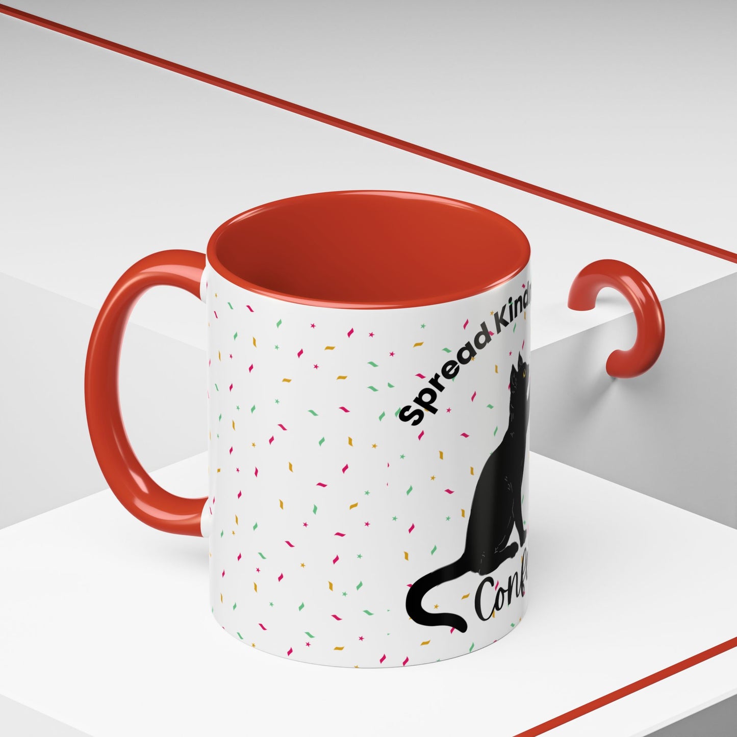 Spread Kindness Black Cat Coffee Mug - 11/15oz Accent Mug for Cat Lovers