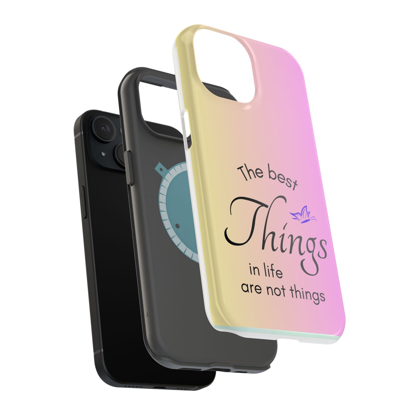Phone Case - the best  in life are not things  Yellow and Pink