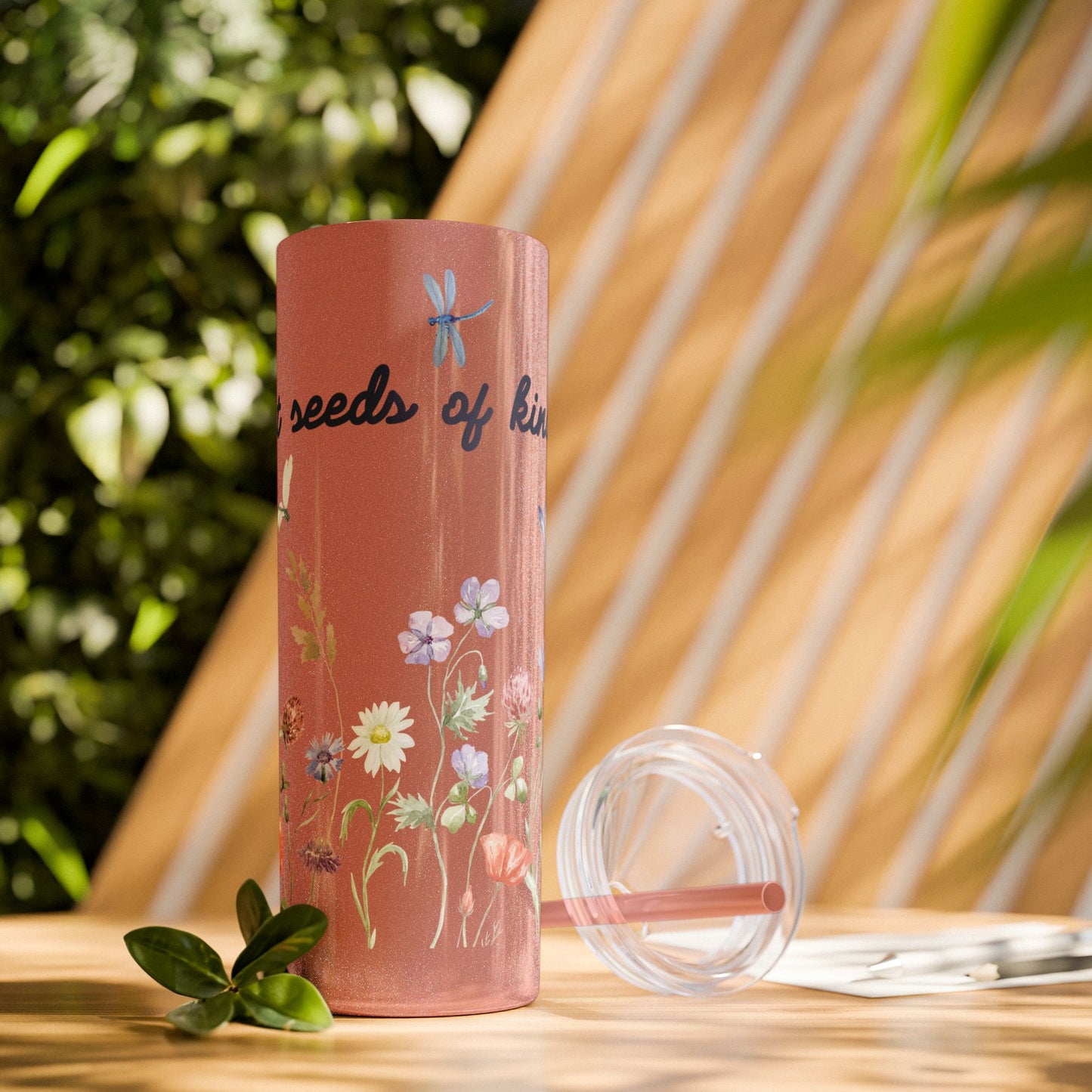 Tumbler Cup - Plant Seeds of Kindness floral Design, 20oz