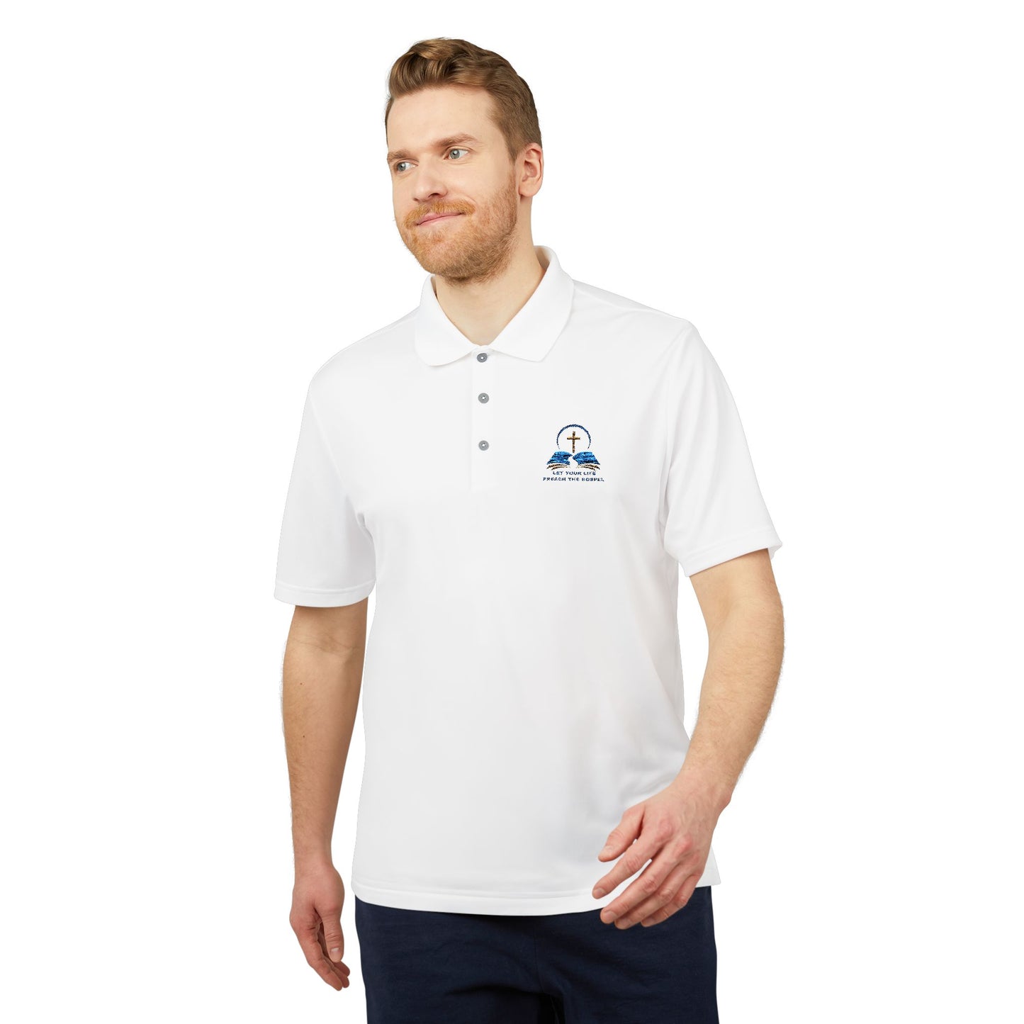 Adidas Unisex Performance Polo with Christian Design – Perfect for Sports & Casual Wear Let your life preach the gospel