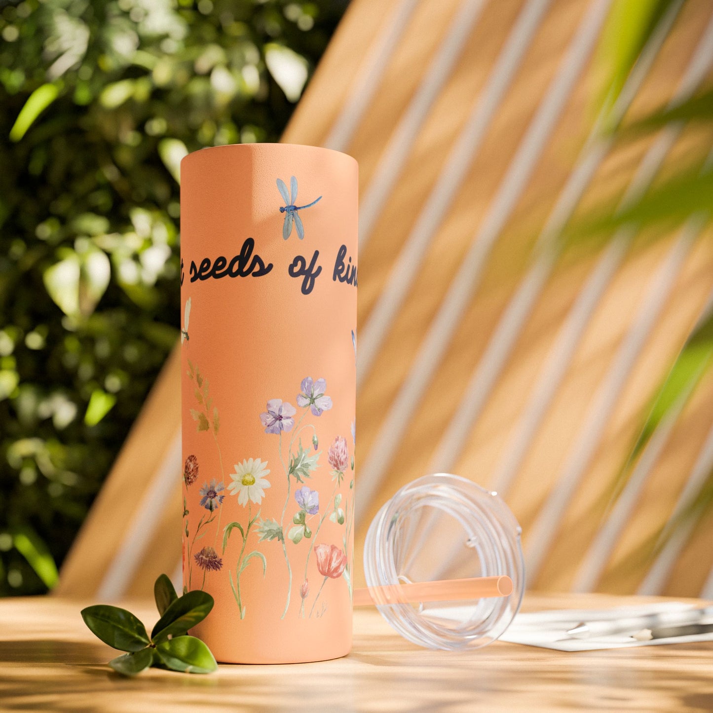 Tumbler Cup - Plant Seeds of Kindness floral Design, 20oz