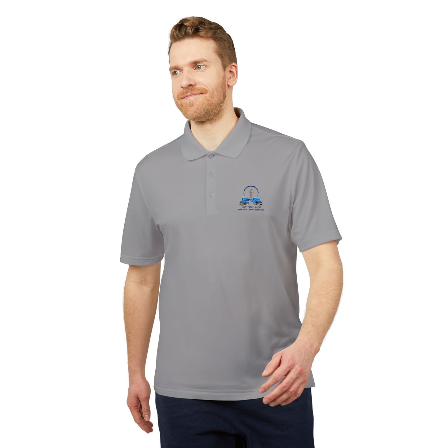 Adidas Unisex Performance Polo with Christian Design – Perfect for Sports & Casual Wear Let your life preach the gospel