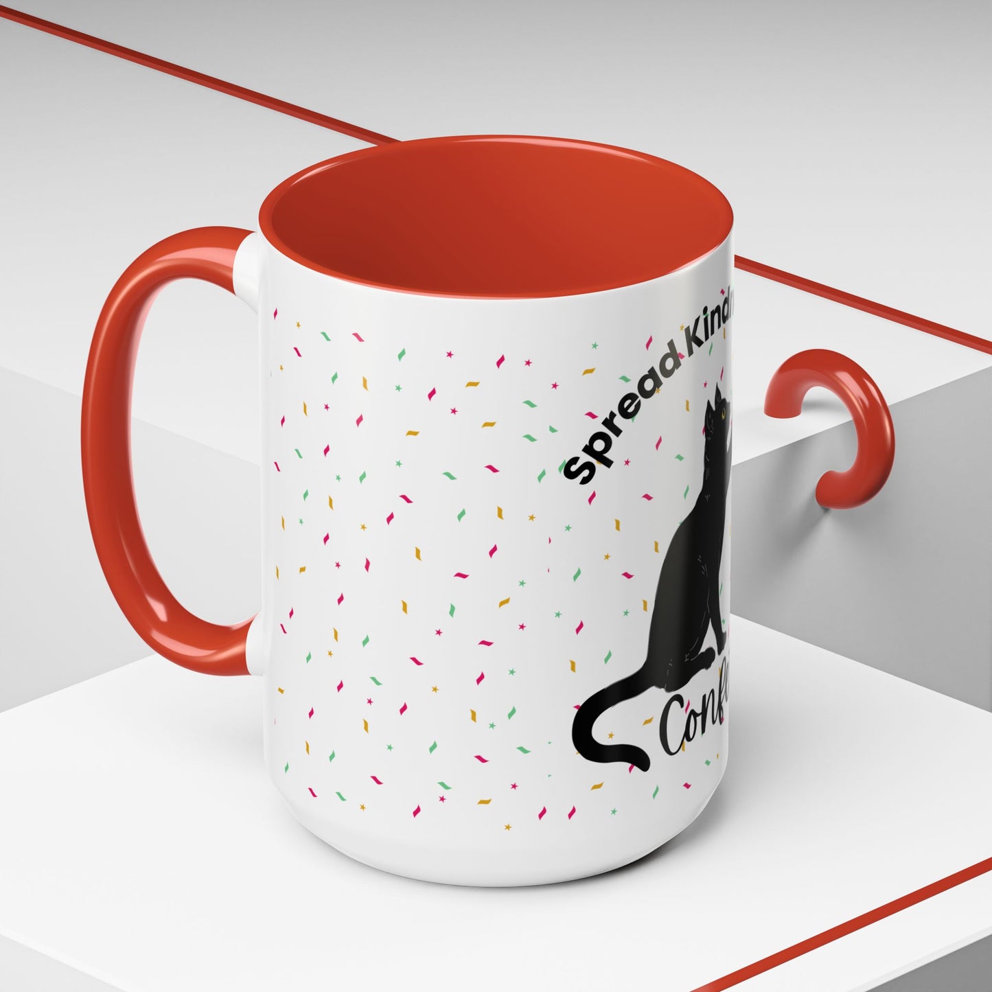 Spread Kindness Black Cat Coffee Mug - 11/15oz Accent Mug for Cat Lovers