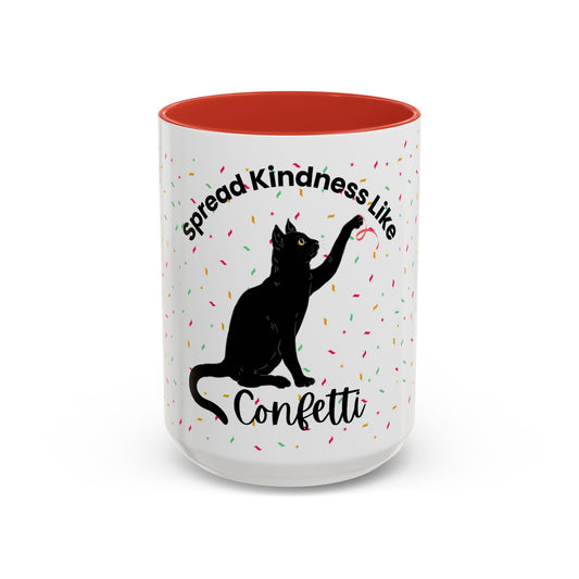Spread Kindness Black Cat Coffee Mug - 11/15oz Accent Mug for Cat Lovers