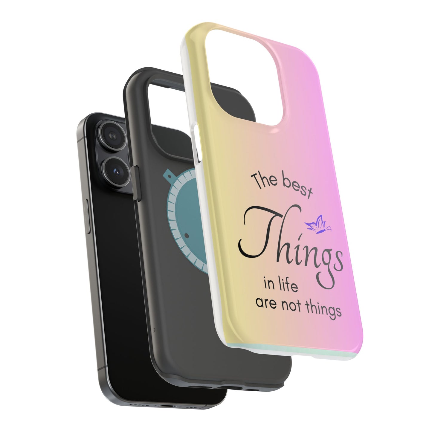 Phone Case - the best  in life are not things  Yellow and Pink