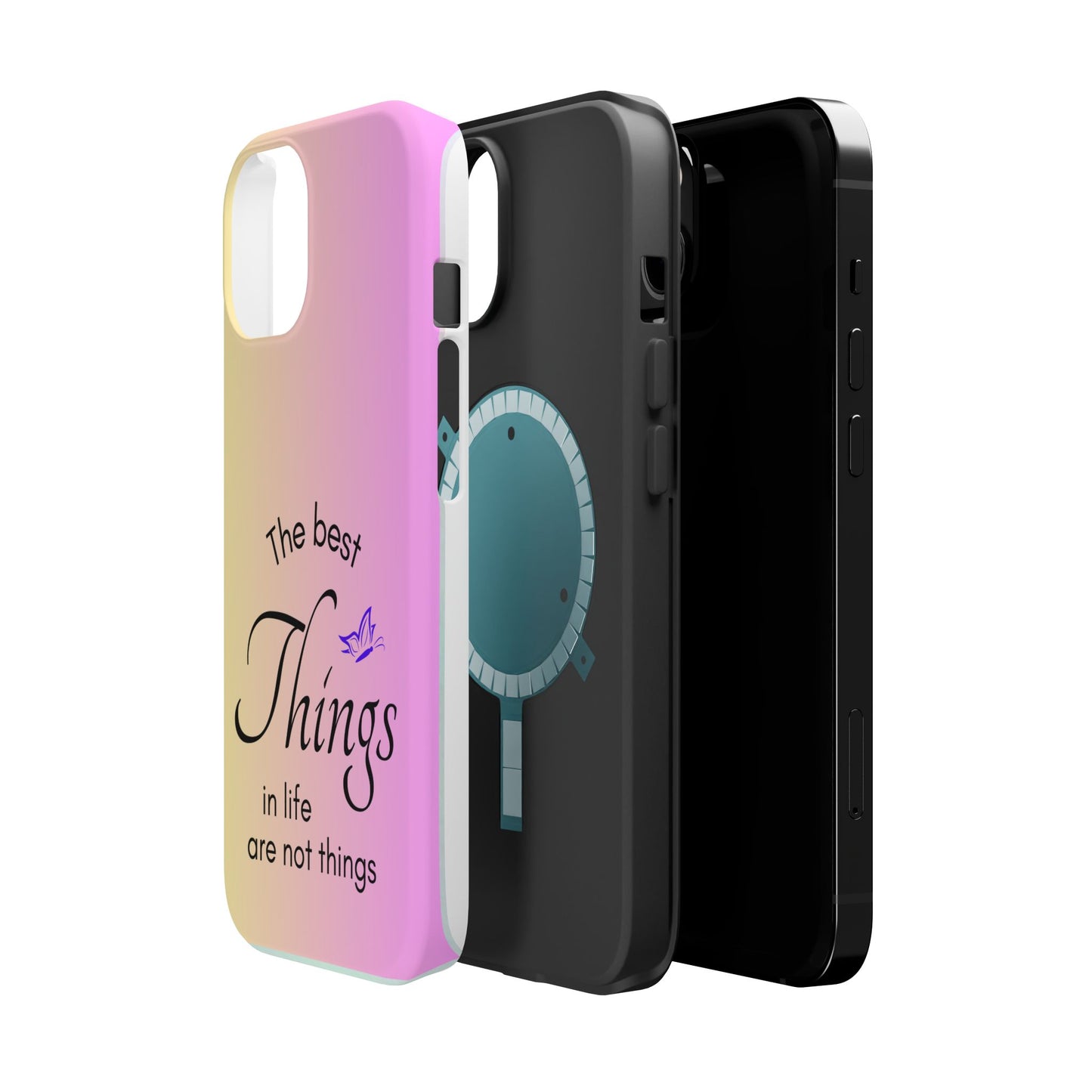 Phone Case - the best  in life are not things  Yellow and Pink