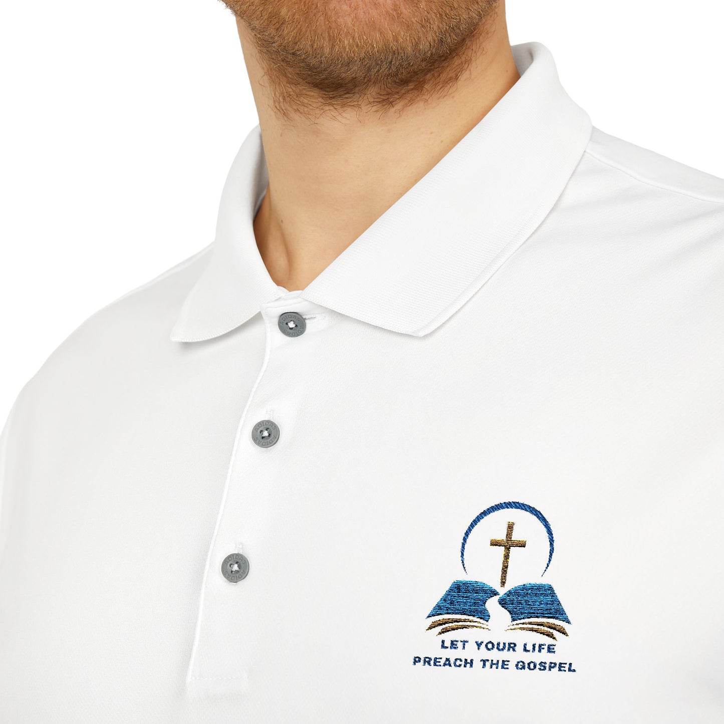 Adidas Unisex Performance Polo with Christian Design – Perfect for Sports & Casual Wear Let your life preach the gospel