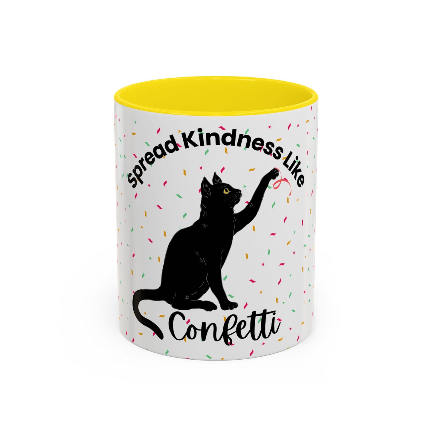 Spread Kindness Black Cat Coffee Mug - 11/15oz Accent Mug for Cat Lovers