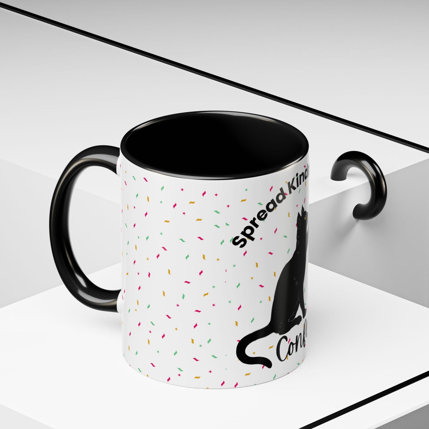 Spread Kindness Black Cat Coffee Mug - 11/15oz Accent Mug for Cat Lovers