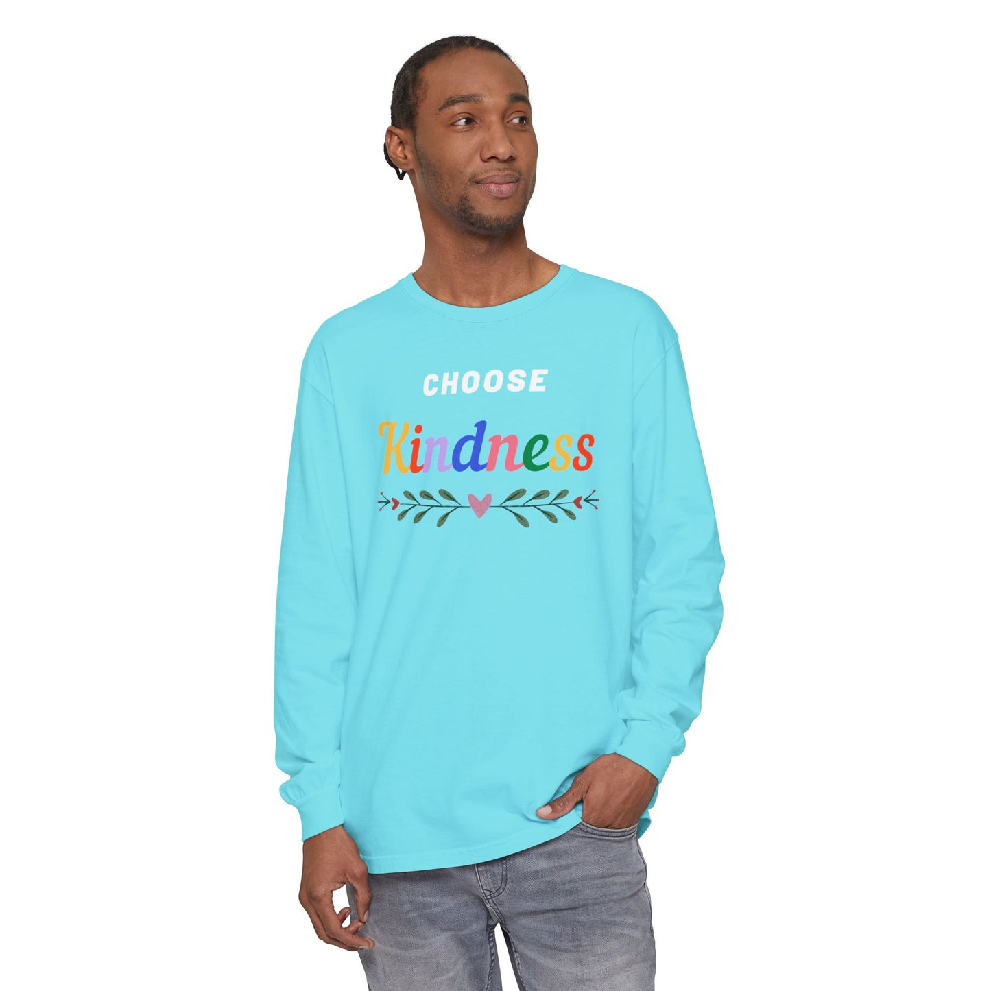 Unisex Choose Kindness Garment-dyed Long Sleeve T-Shirt