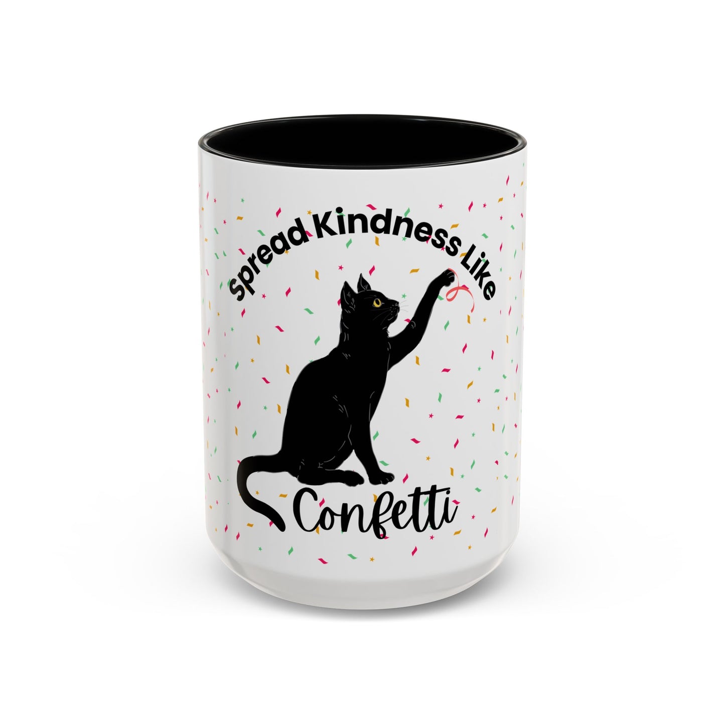Spread Kindness Black Cat Coffee Mug - 11/15oz Accent Mug for Cat Lovers